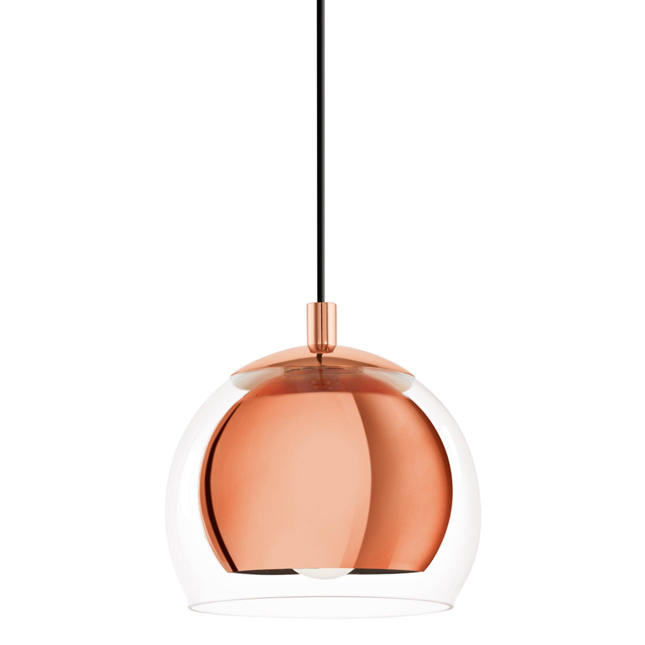 eglo rocamar clear glass copper ceiling pendant Kitchen Lighting Close Up