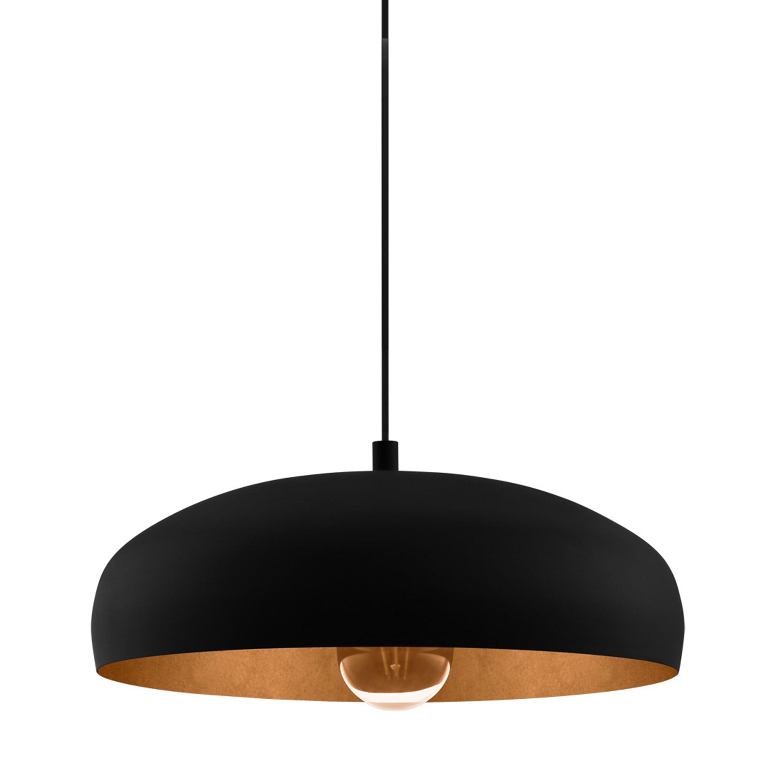 eglo mogano 1 black metal copper ceiling pendant living room close up