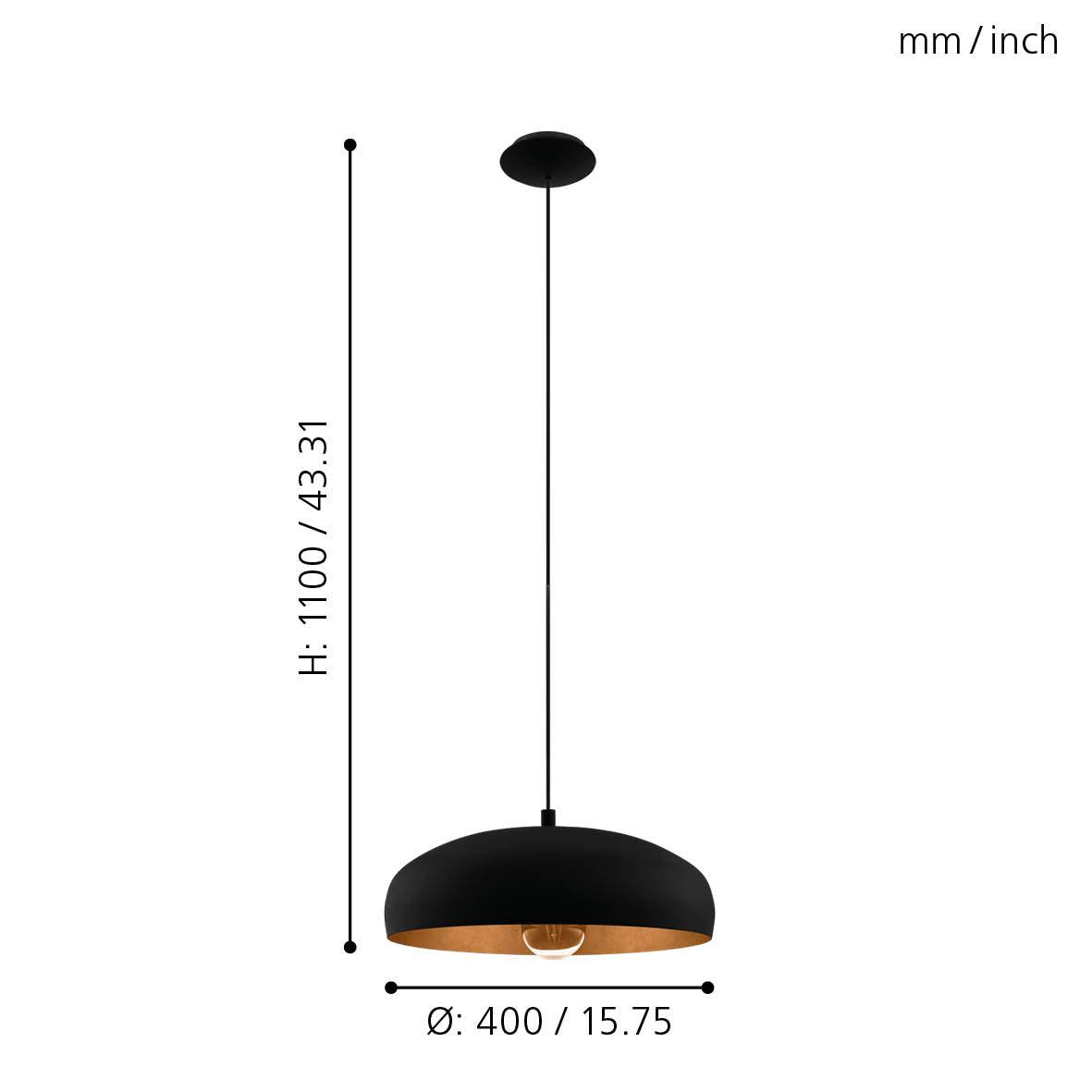 eglo mogano 1 black metal copper ceiling pendant kitchen lighting