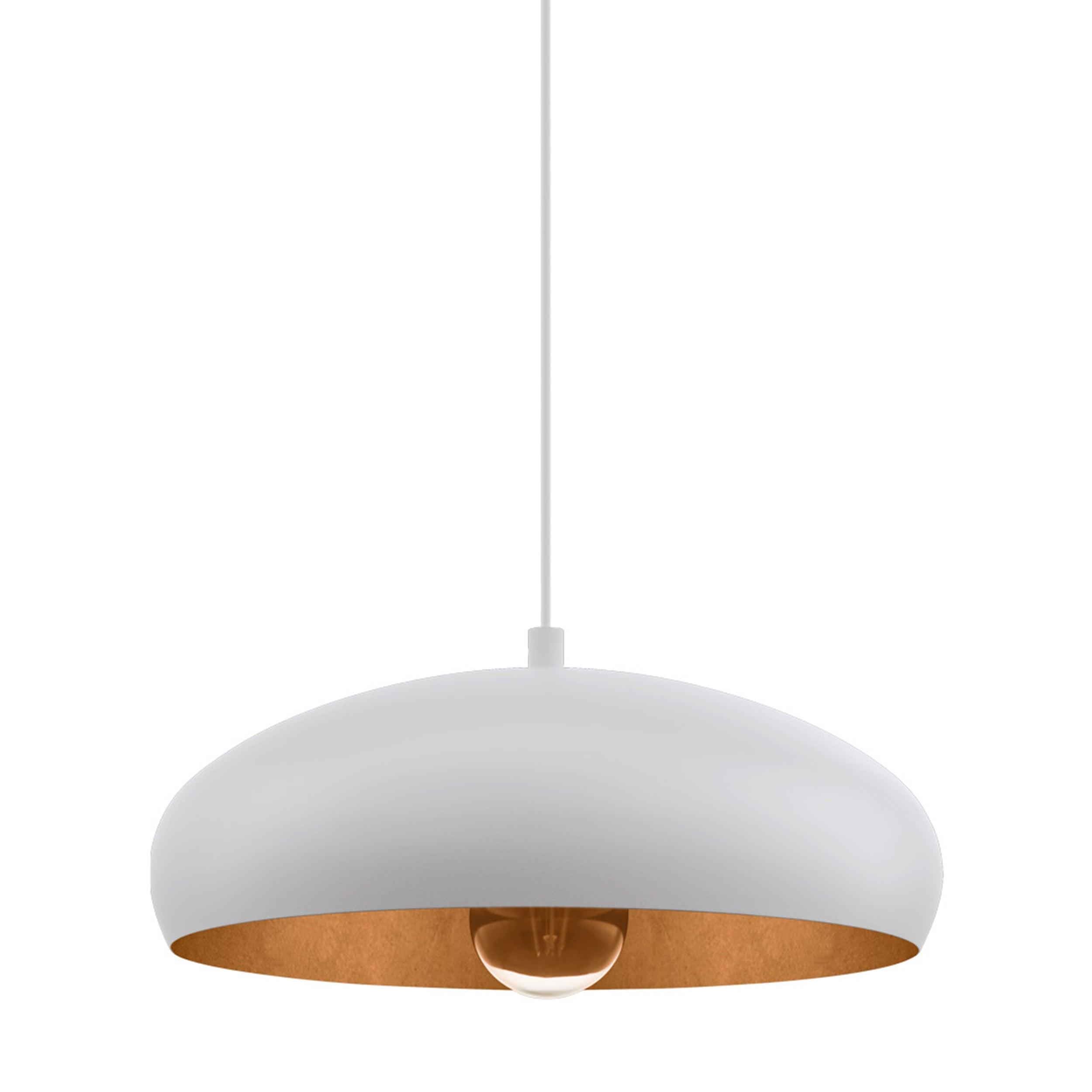 eglo mogano 1 white metal copper ceiling pendant Kitchen Lighting Close Up