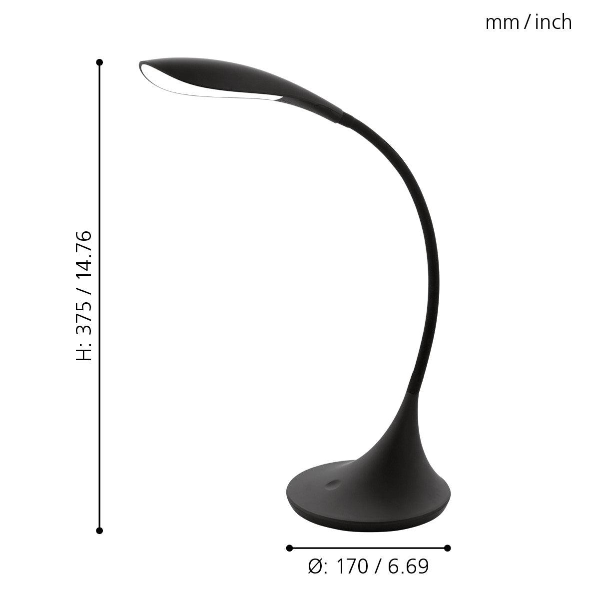 eglo dambera black flexible led lamp living room close up