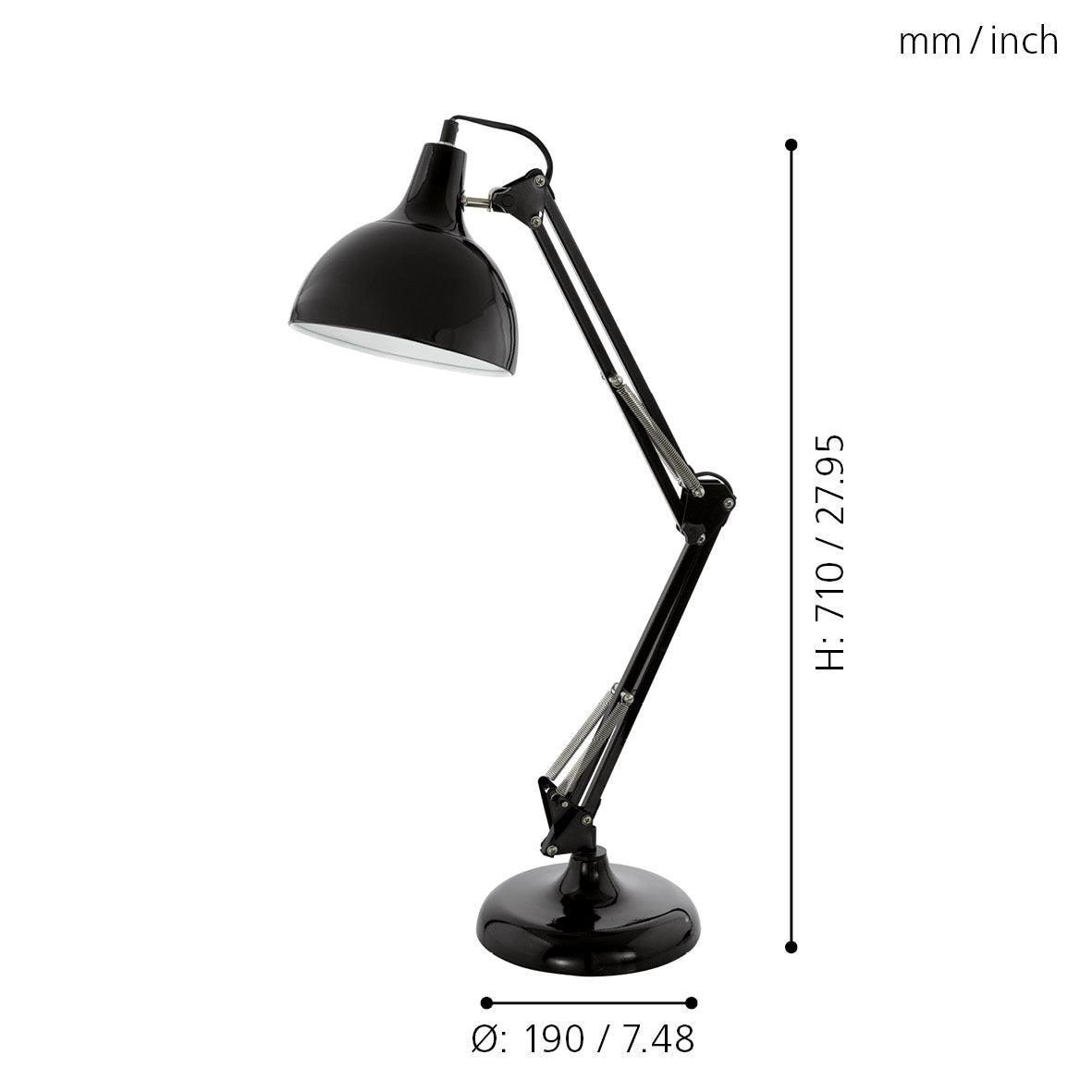eglo borgillio black metal adjustable desk lamp living room close up