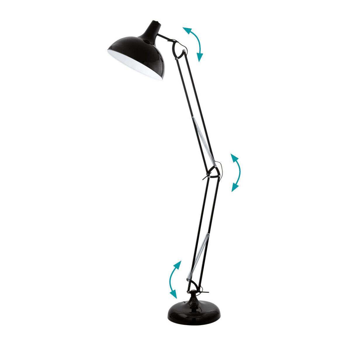 eglo borgillio adjustable black metal floor lamp living room close up