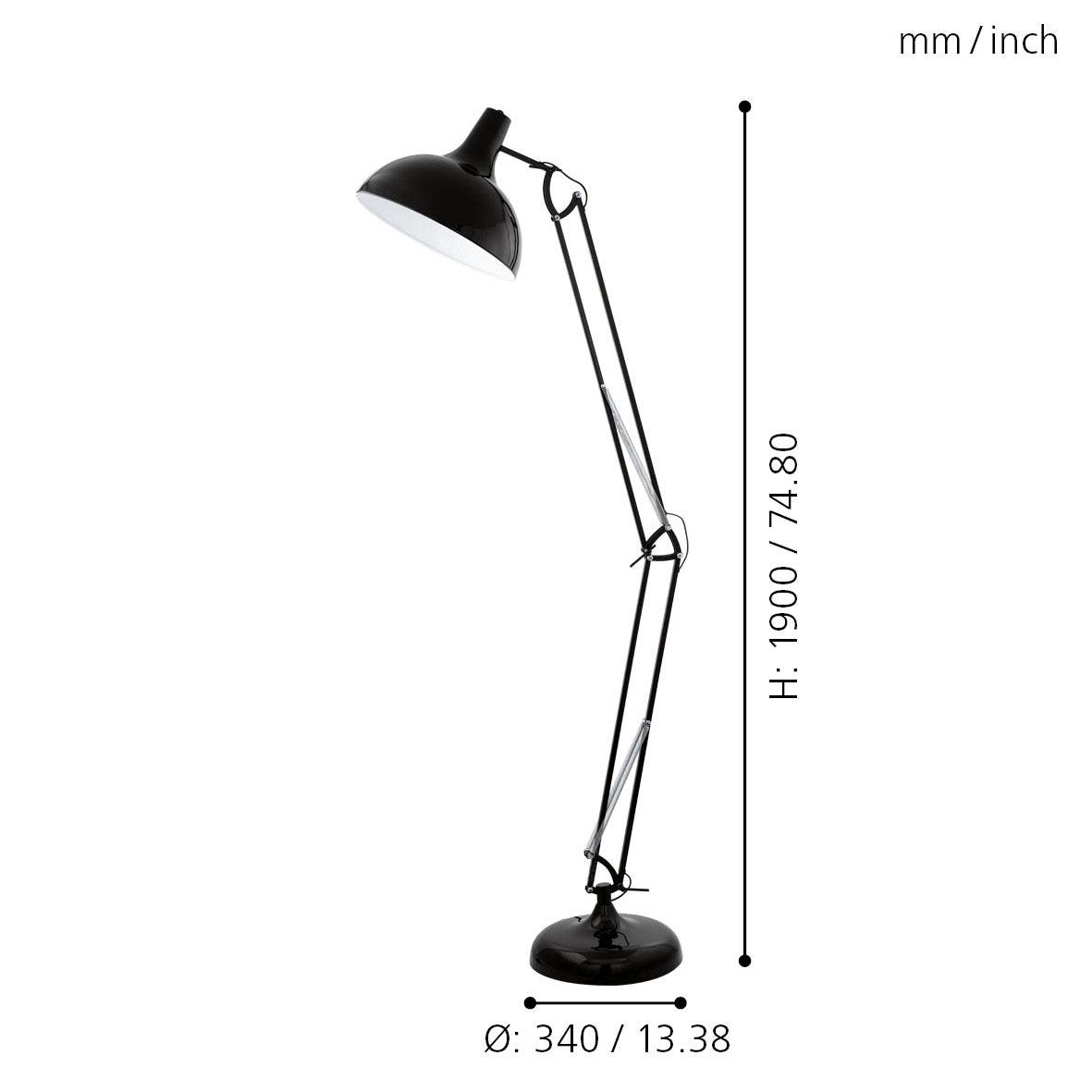 eglo borgillio adjustable black metal floor lamp kitchen lighting