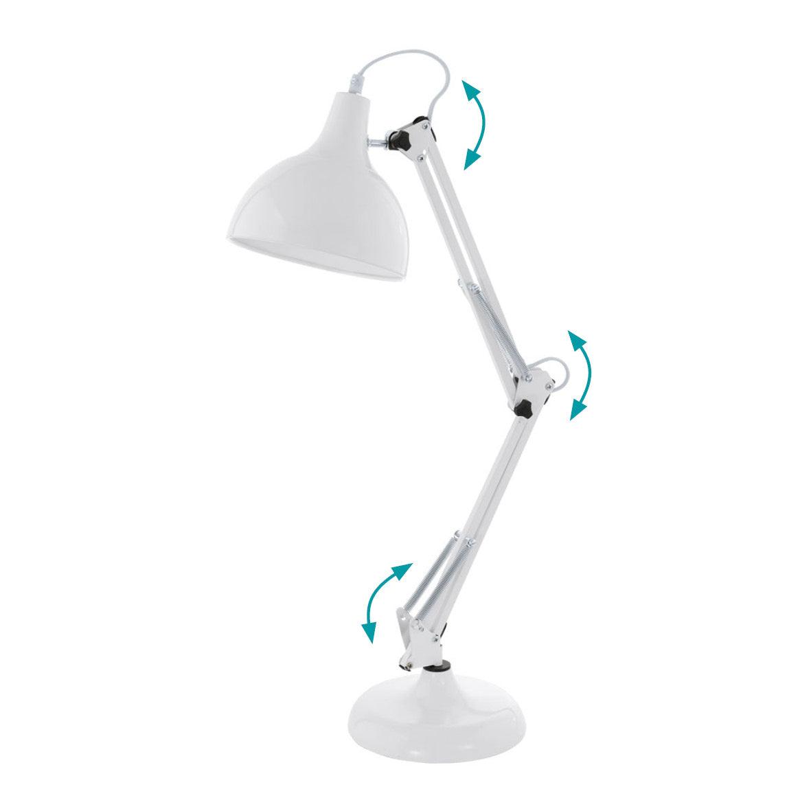 eglo borgillio white metal adjustable desk lamp living room image