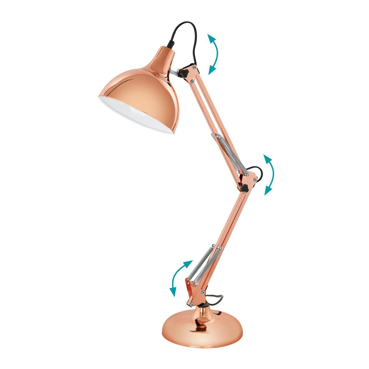 eglo borgillio copper adjustable desk lamp living room close up