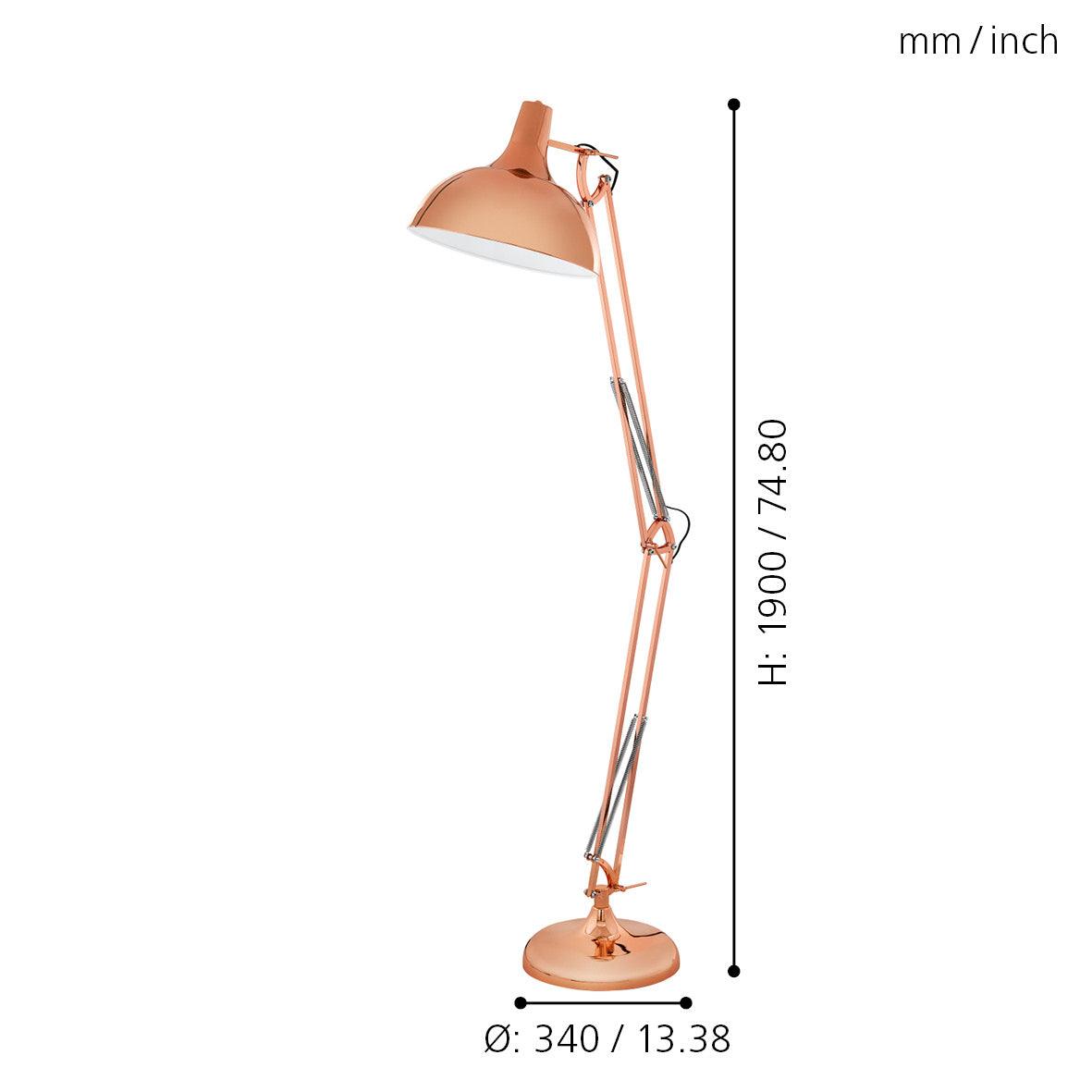 eglo borgillio adjustable copper metal floor lamp kitchen lighting