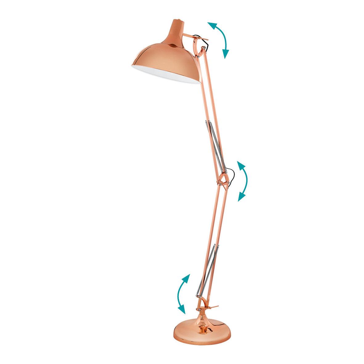 eglo borgillio adjustable copper metal floor lamp living room close up