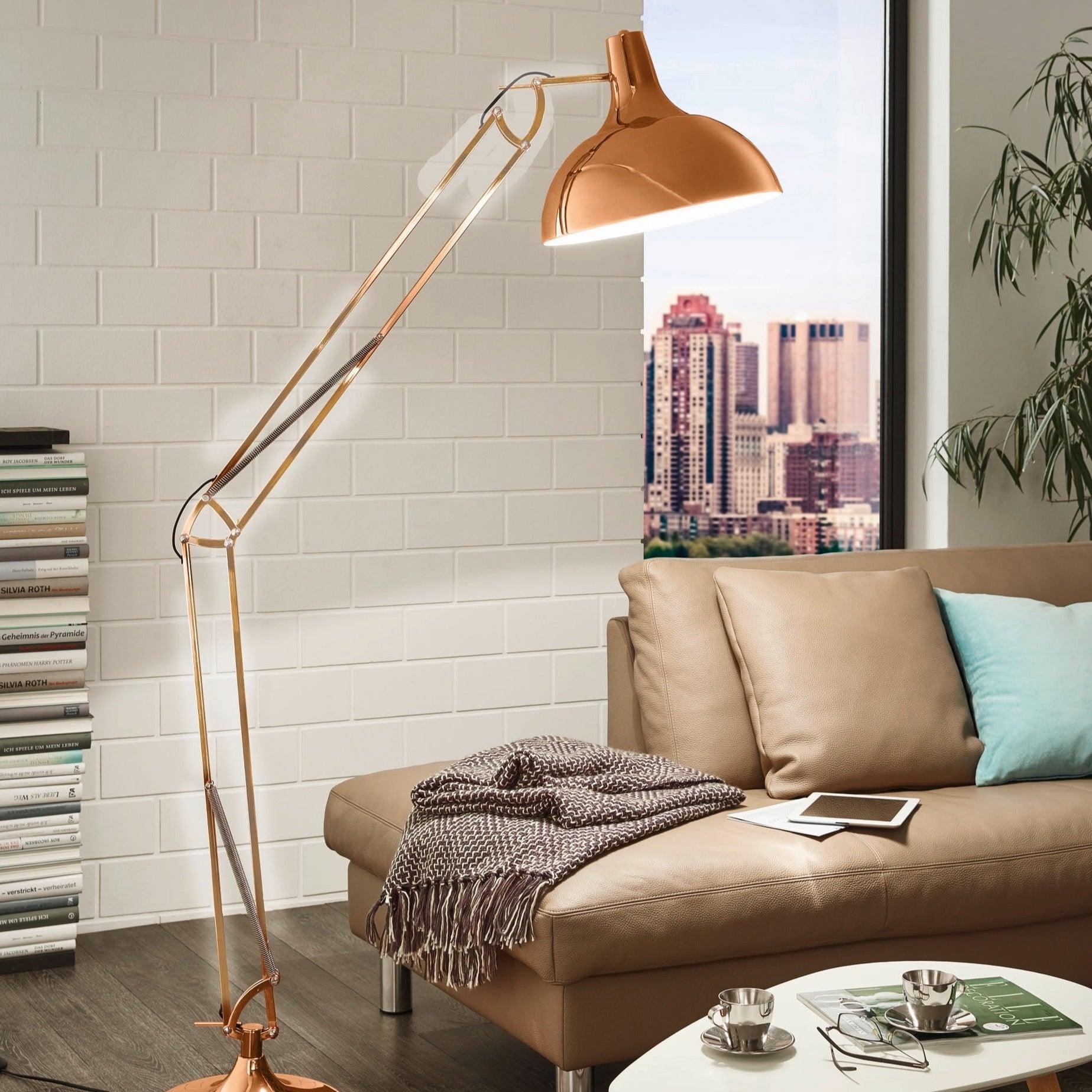 eglo borgillio adjustable copper metal floor lamp living room image