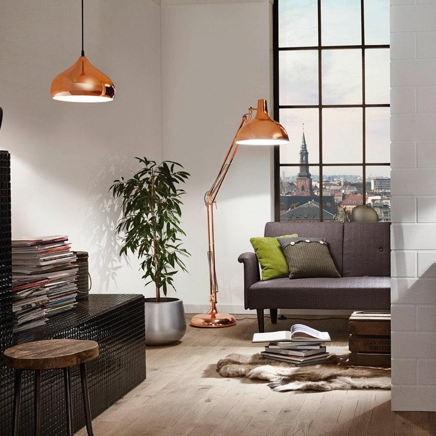 eglo borgillio adjustable copper metal floor lamp