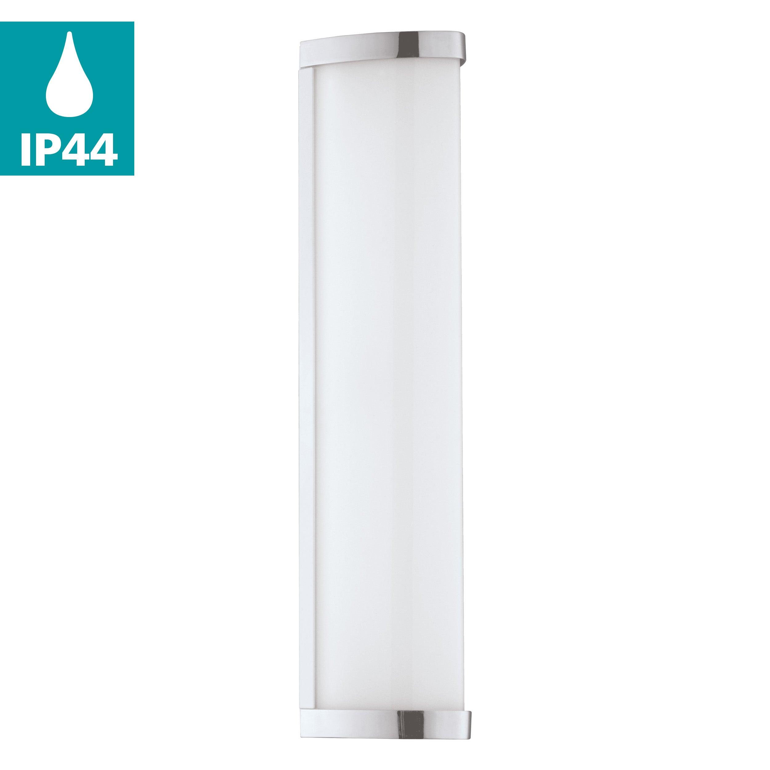 eglo gita 2 ip44 chrome bathroom led wall light 35cm living room close up
