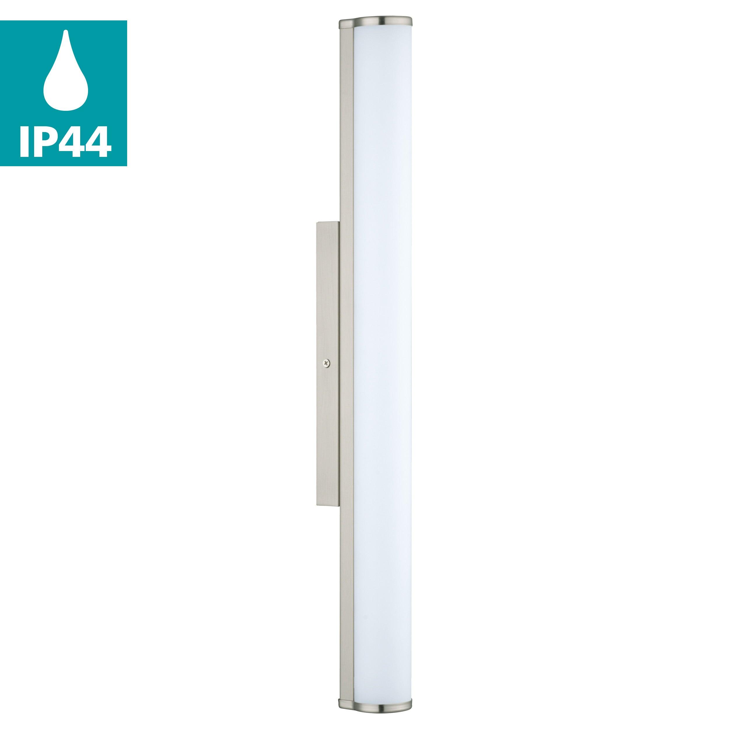 eglo calnova bathroom nickel glass 60cm tube wall light ip44 living room close up