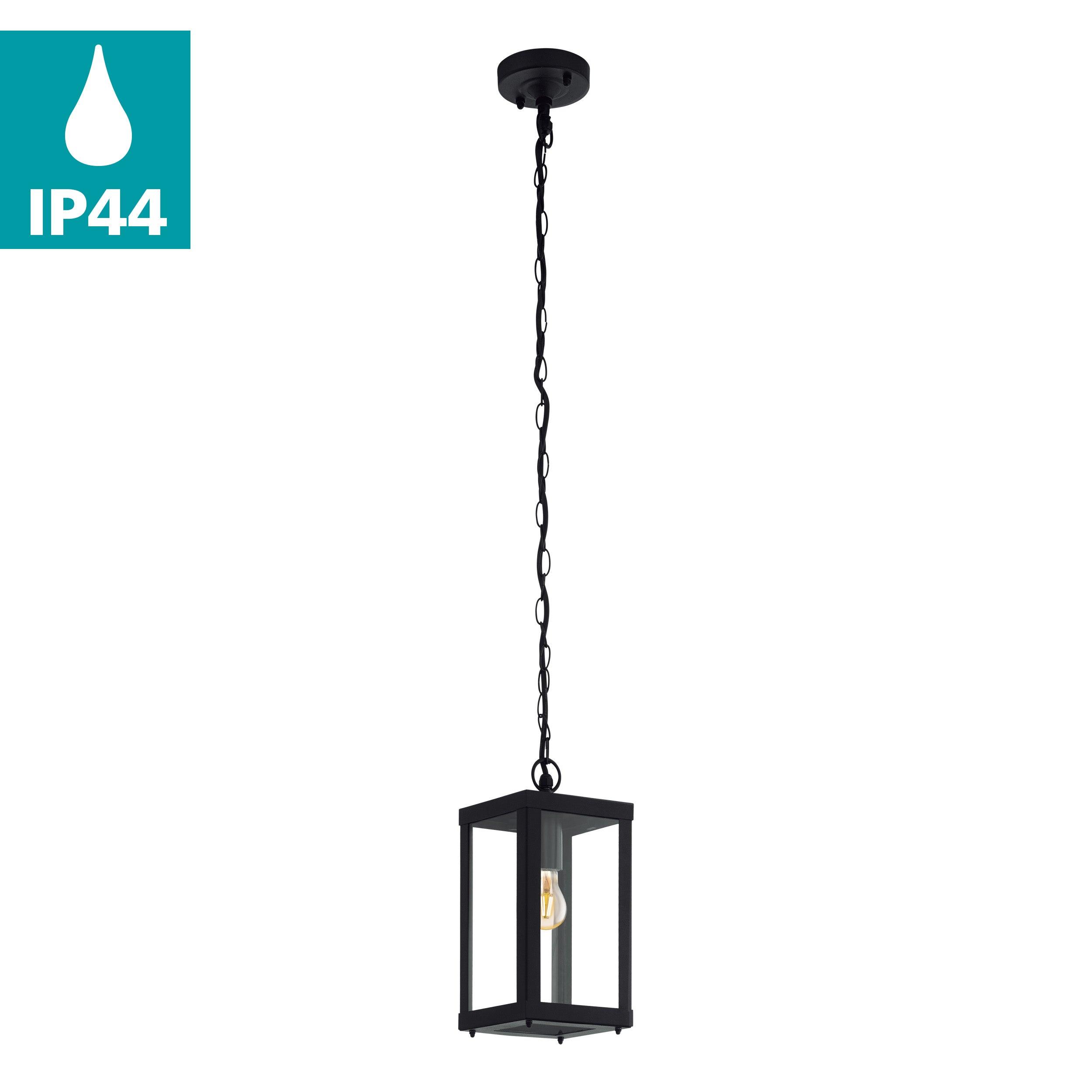 eglo alamonte 1 outdoor black metal framed ceiling pendant living room image