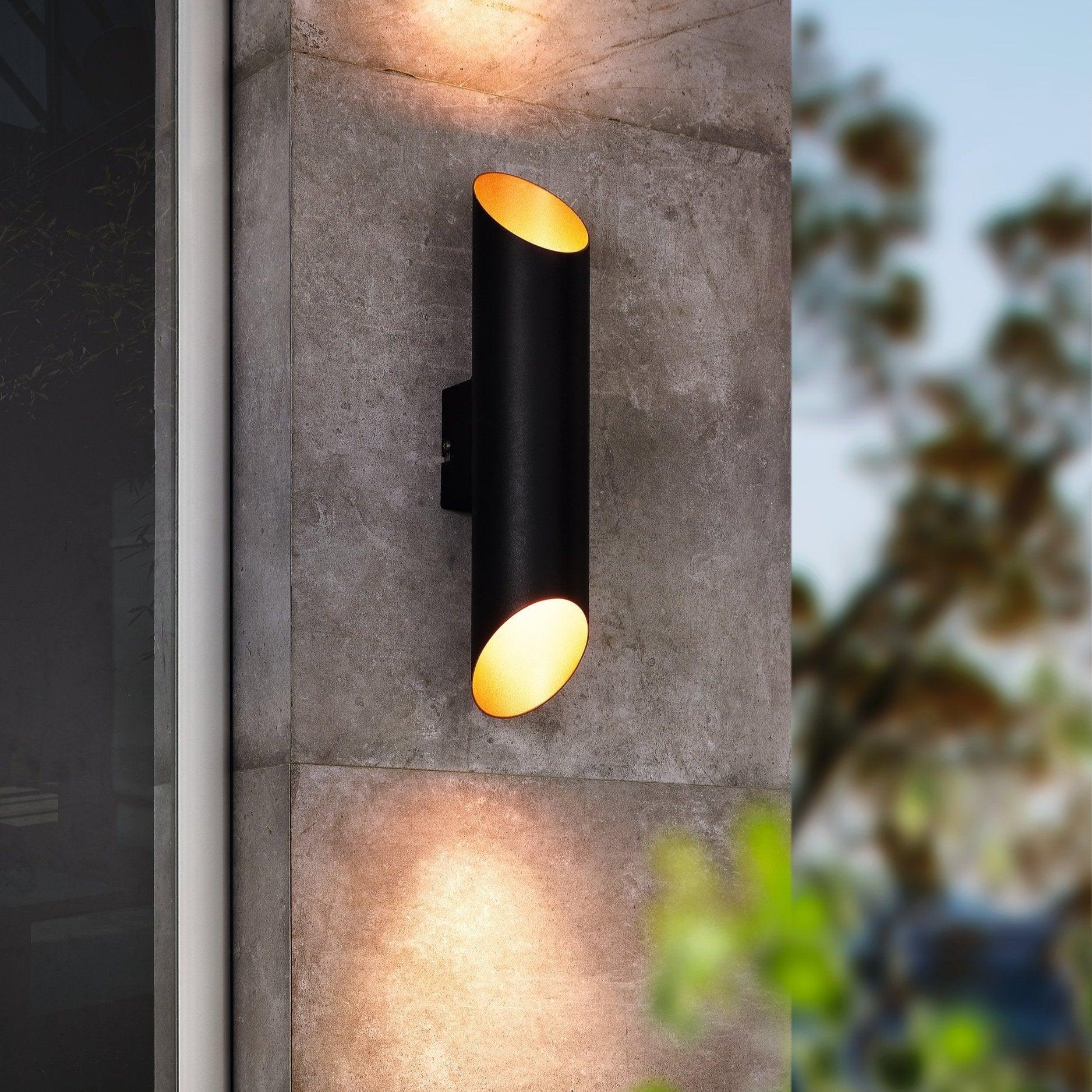 eglo agolada black copper up down led outdoor wall light