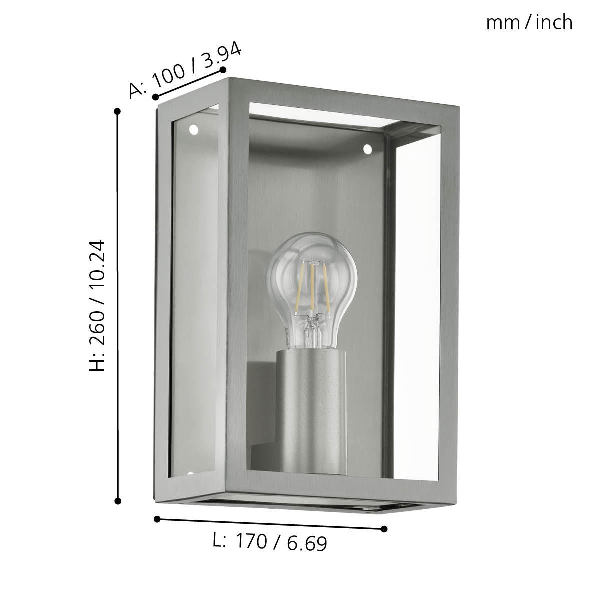eglo alamonte stainless steel ip44 outdoor wall light living room close up