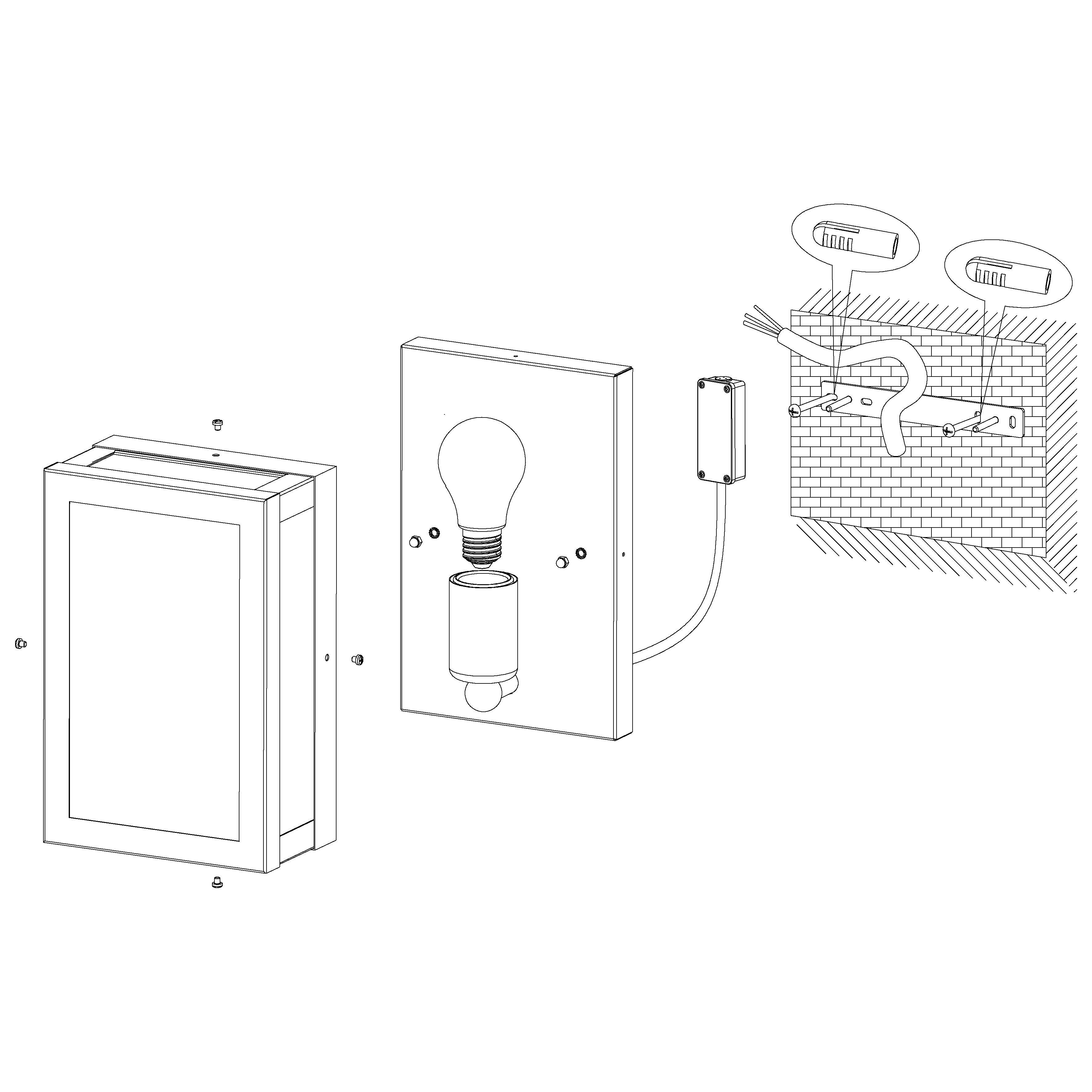 eglo alamonte 1 black ip44 outdoor wall light hallway lighting