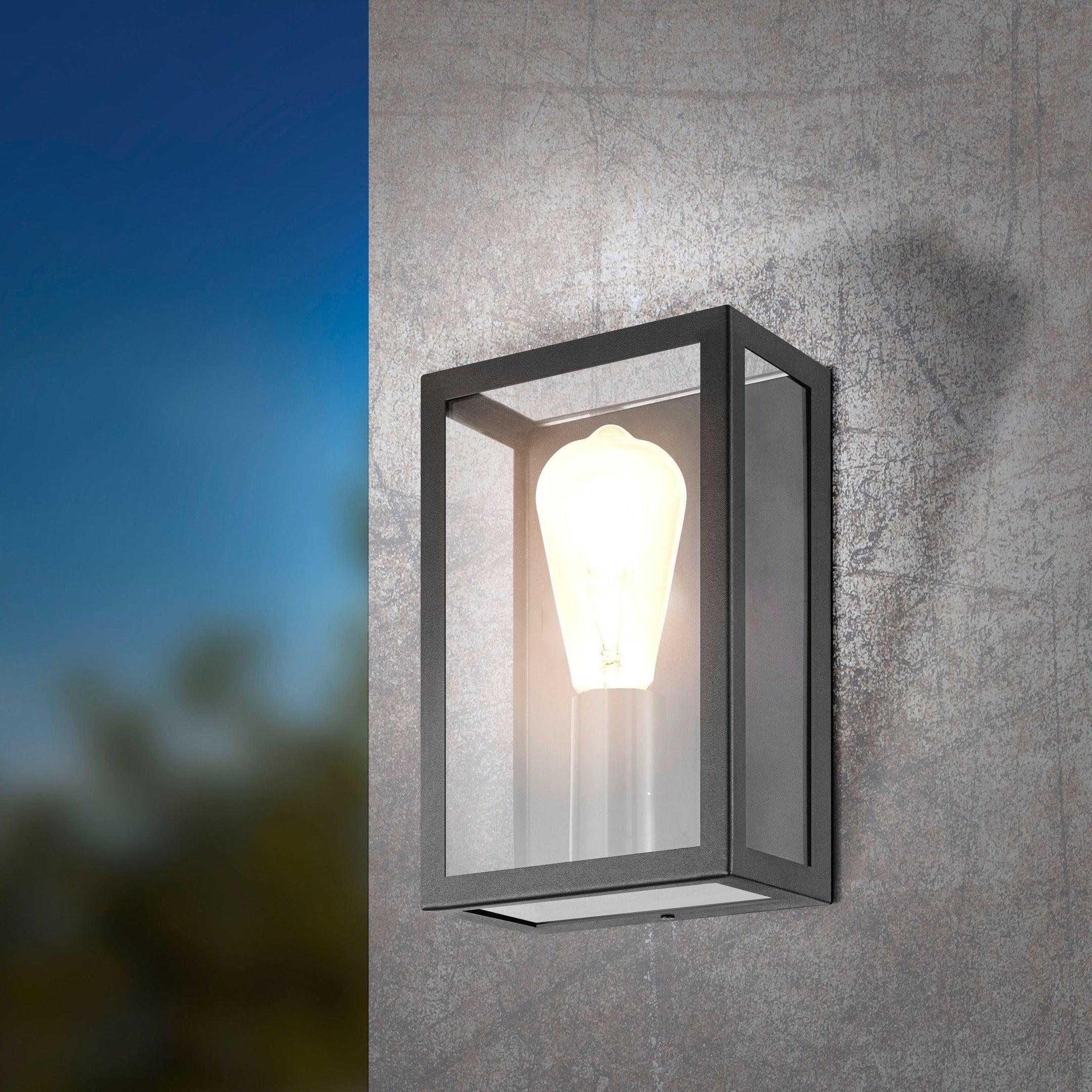 eglo alamonte 1 black ip44 outdoor wall light living room image