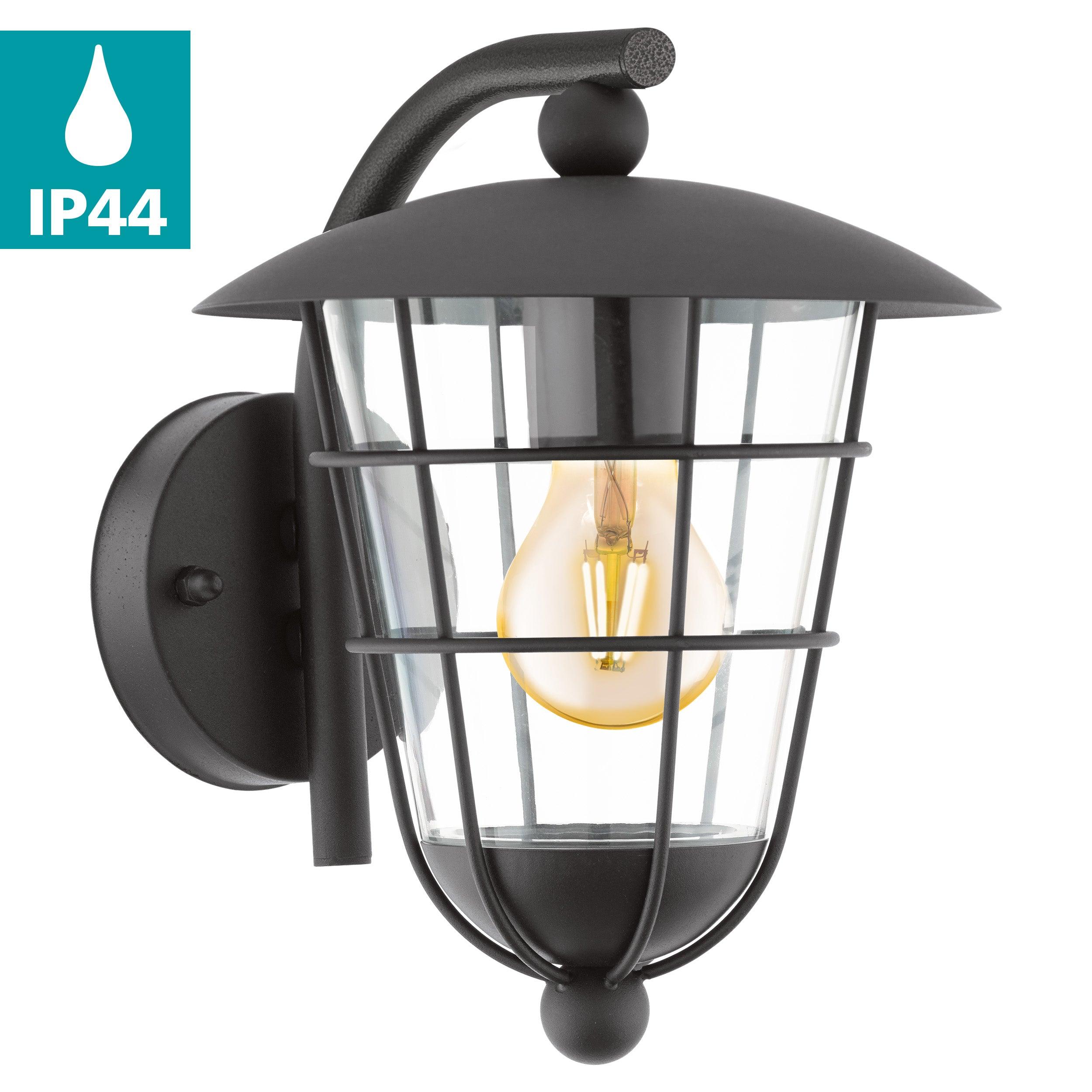 eglo pulfero black lantern ip44 outdoor wall light kitchen lighting
