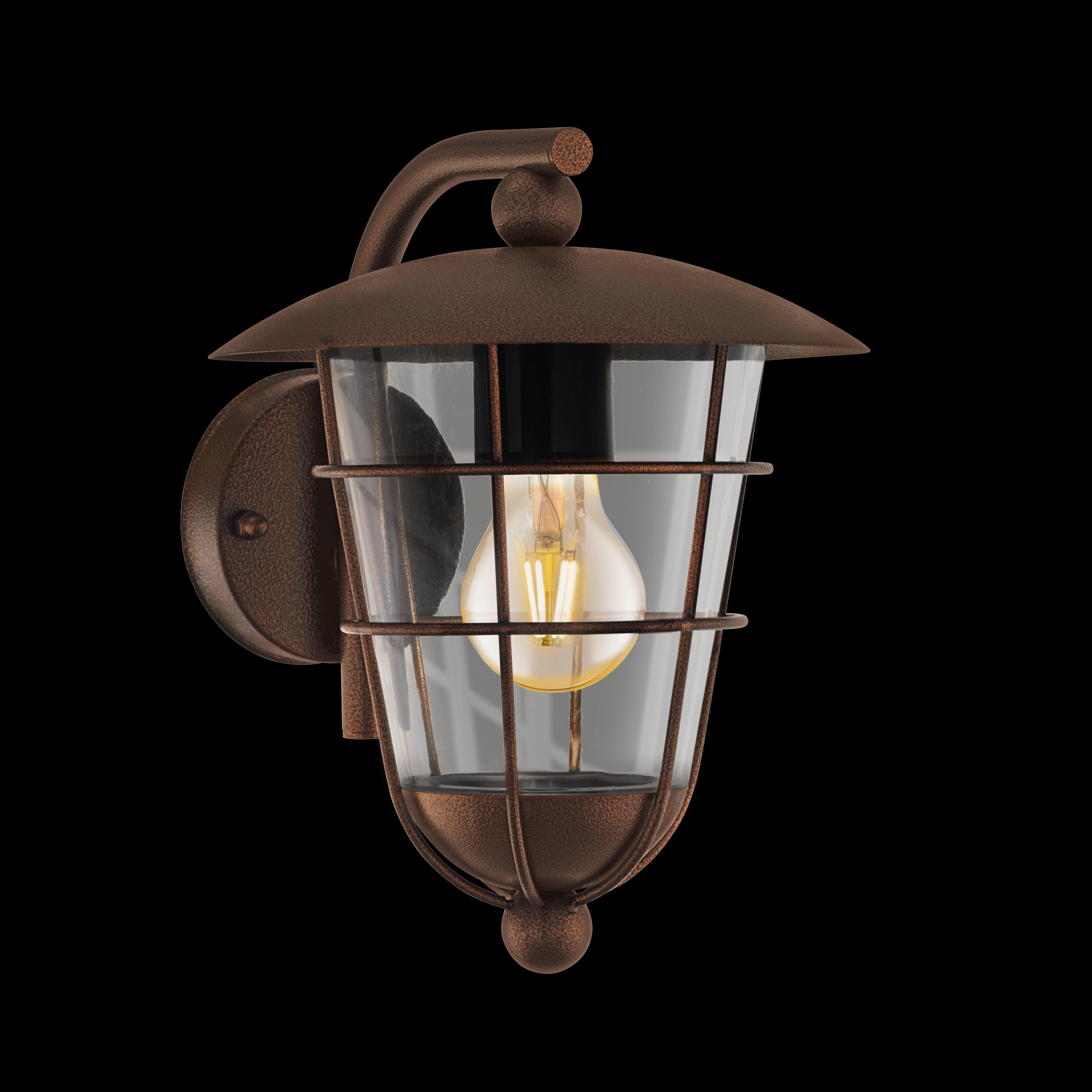 eglo pulfero 1 brown lantern style ip44 outdoor wall light living room image
