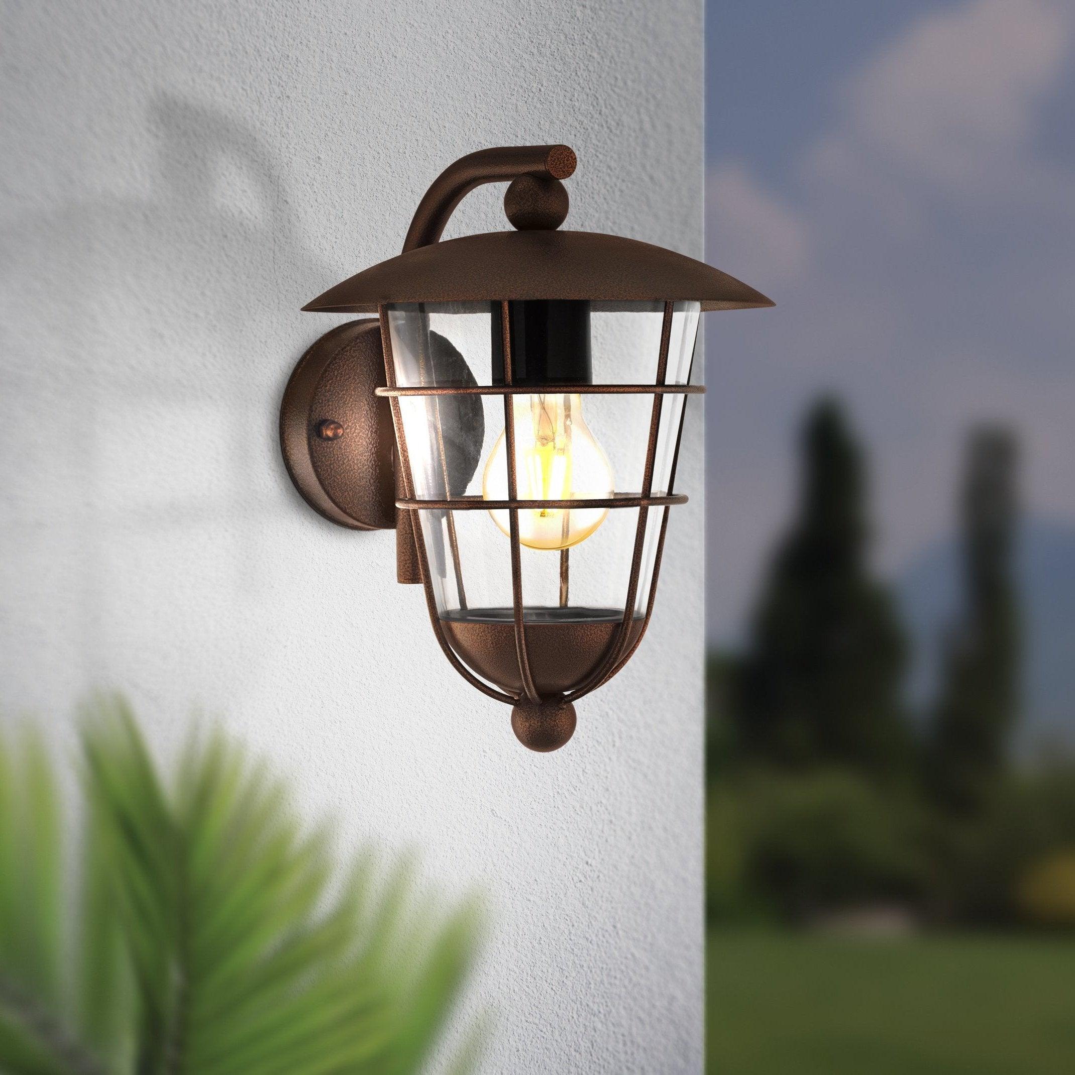 eglo pulfero 1 brown lantern style ip44 outdoor wall light