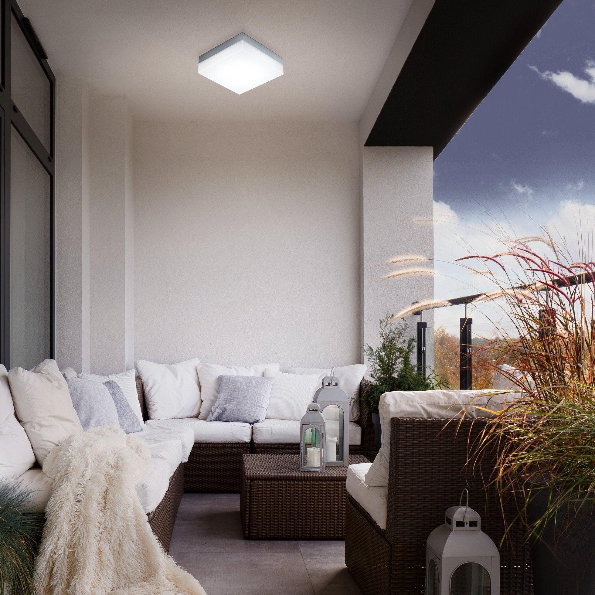 eglo sonella led white square ip44 outdoor wall light