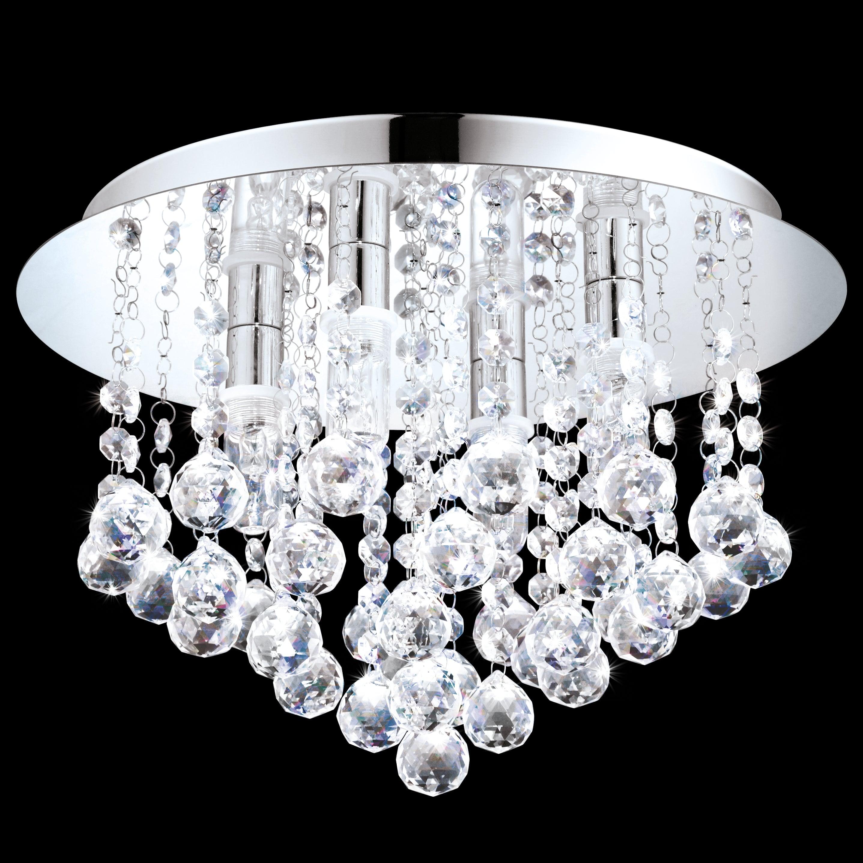 eglo almonte chrome clear crystal glass flush bathroom ceiling light kitchen lighting