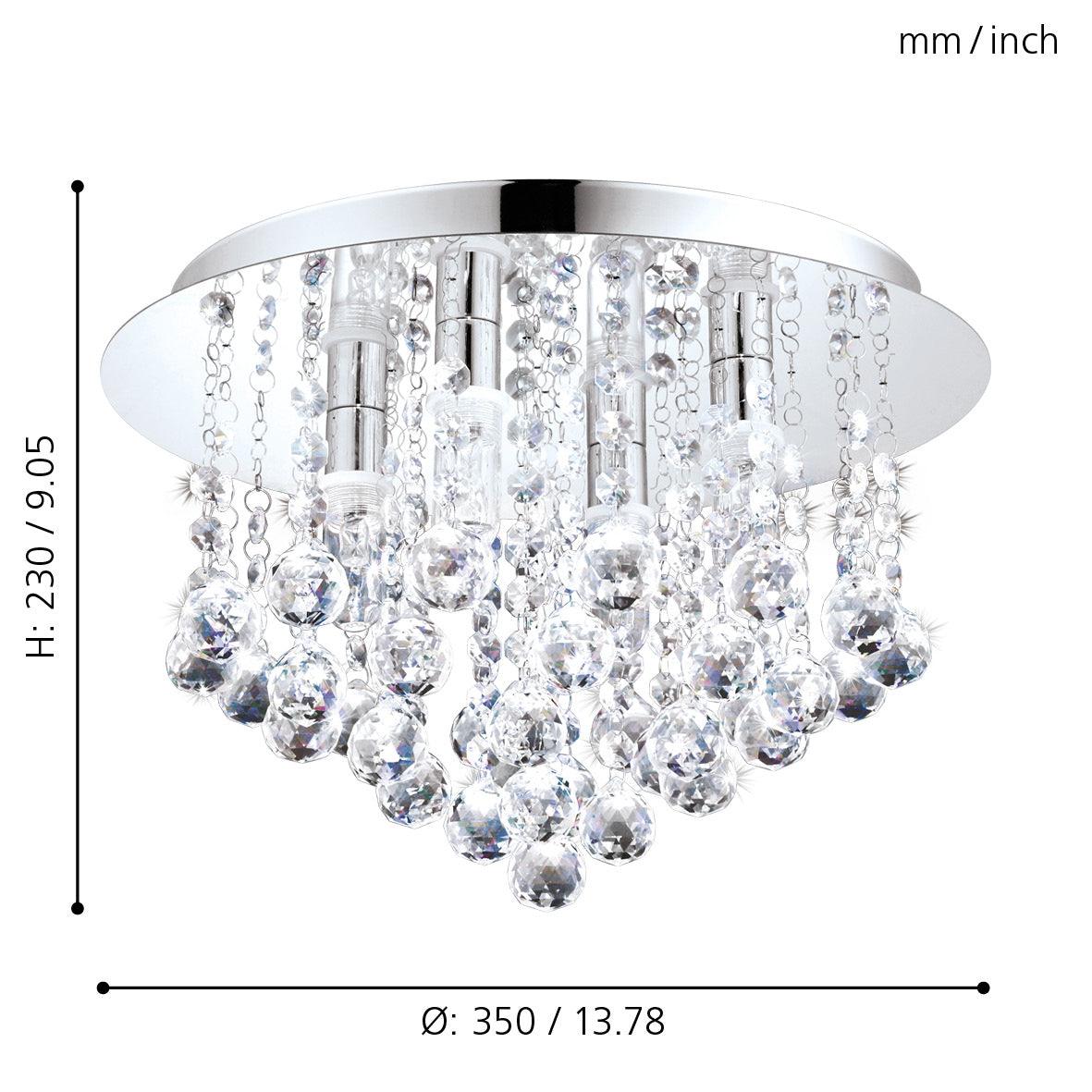 eglo almonte chrome clear crystal glass flush bathroom ceiling light Kitchen Lighting Close Up