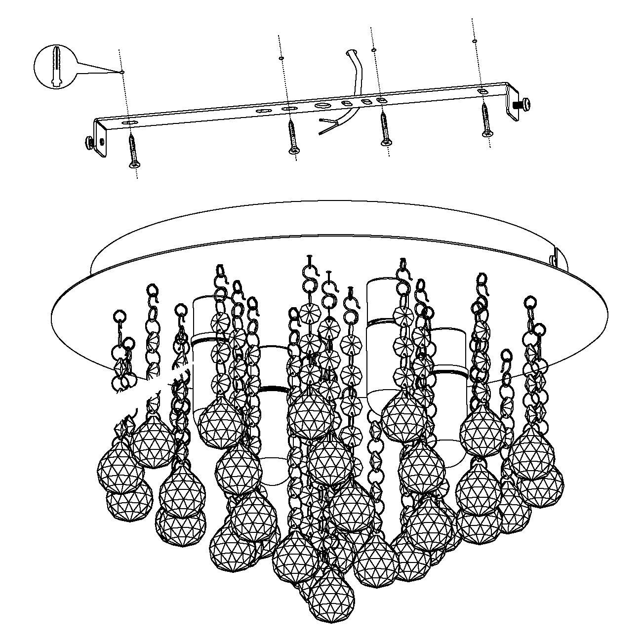 eglo almonte chrome clear crystal glass flush bathroom ceiling light Hallway Lighting Close up