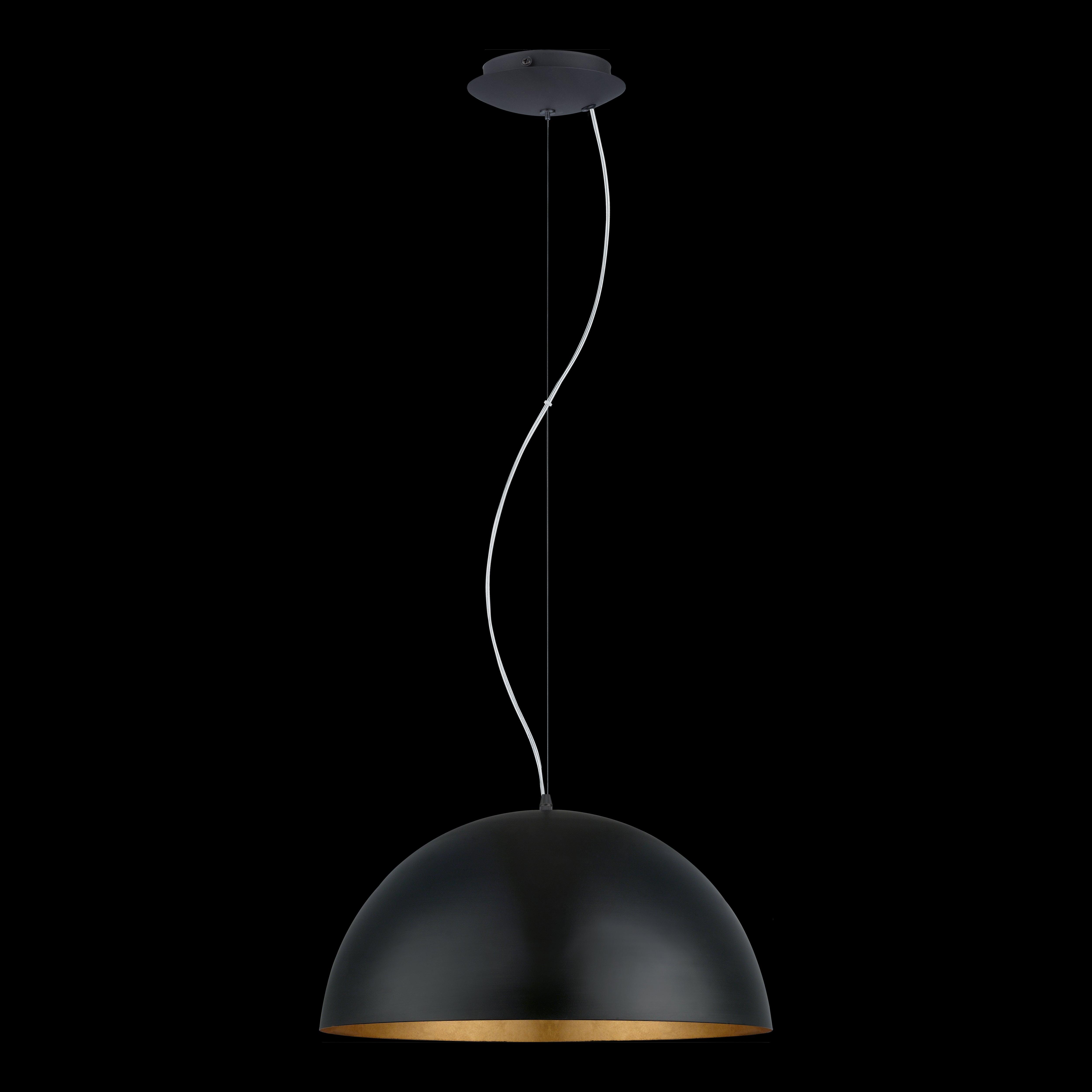 eglo gaetano 1 round black gold ceiling pendant 53cm living room close up