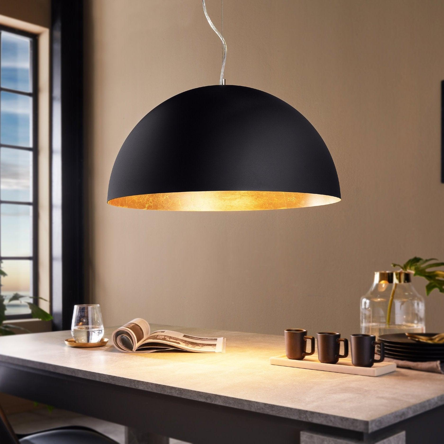 eglo gaetano 1 round black gold ceiling pendant 53cm living room image