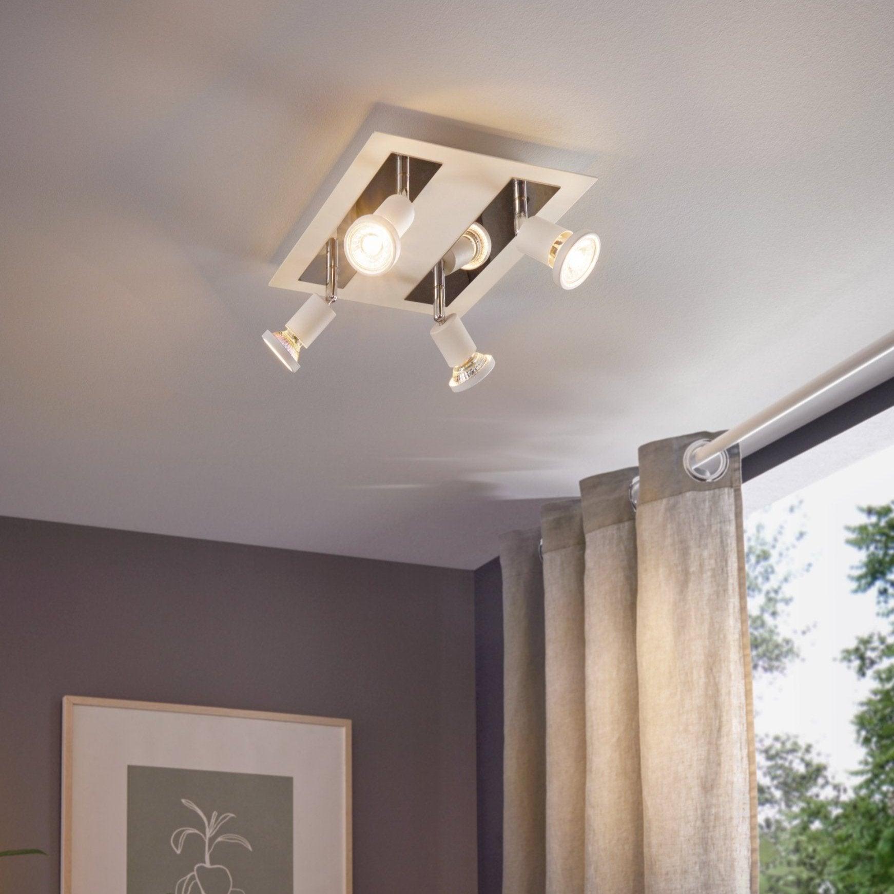 eglo sarria white chrome 4 light plate spotlight