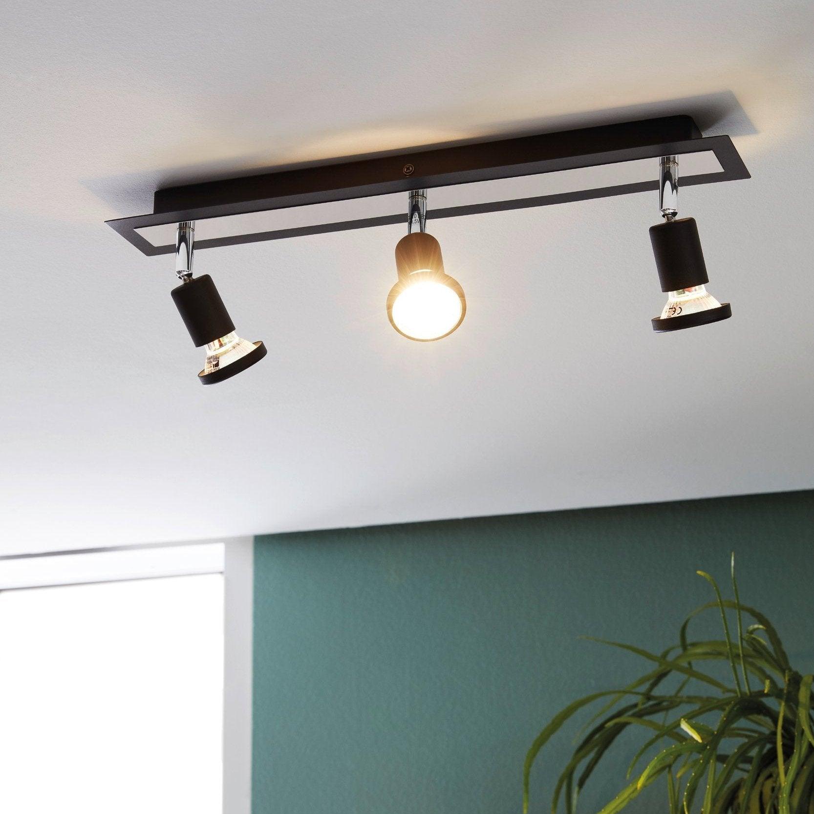 eglo sarria black chrome 3 light bar spotlight kitchen lighting