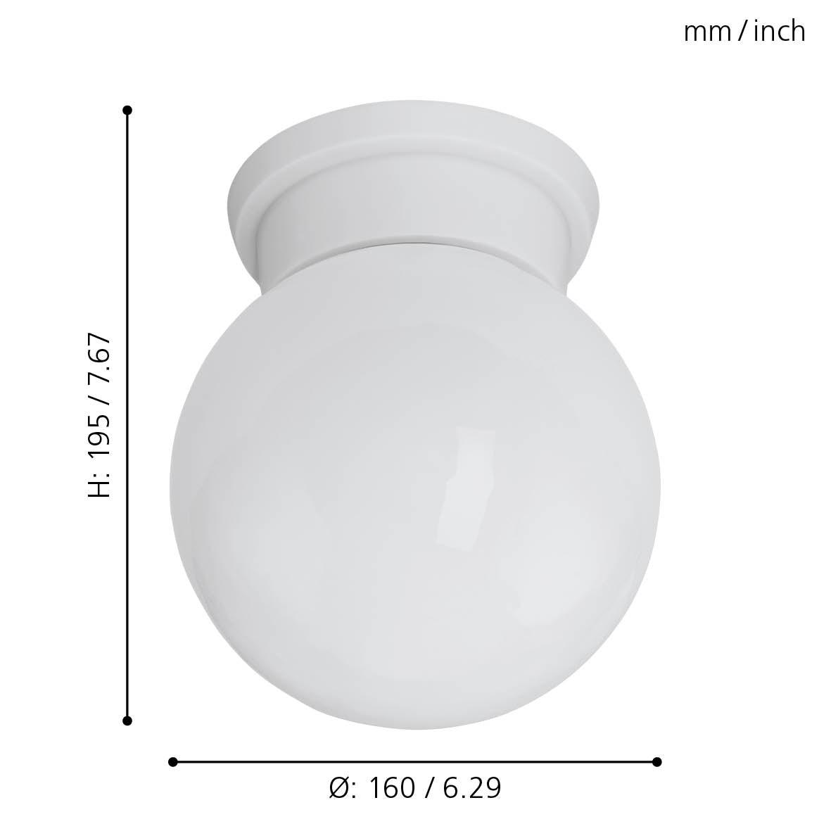 eglo durelo flush white globe glass ceiling light kitchen lighting
