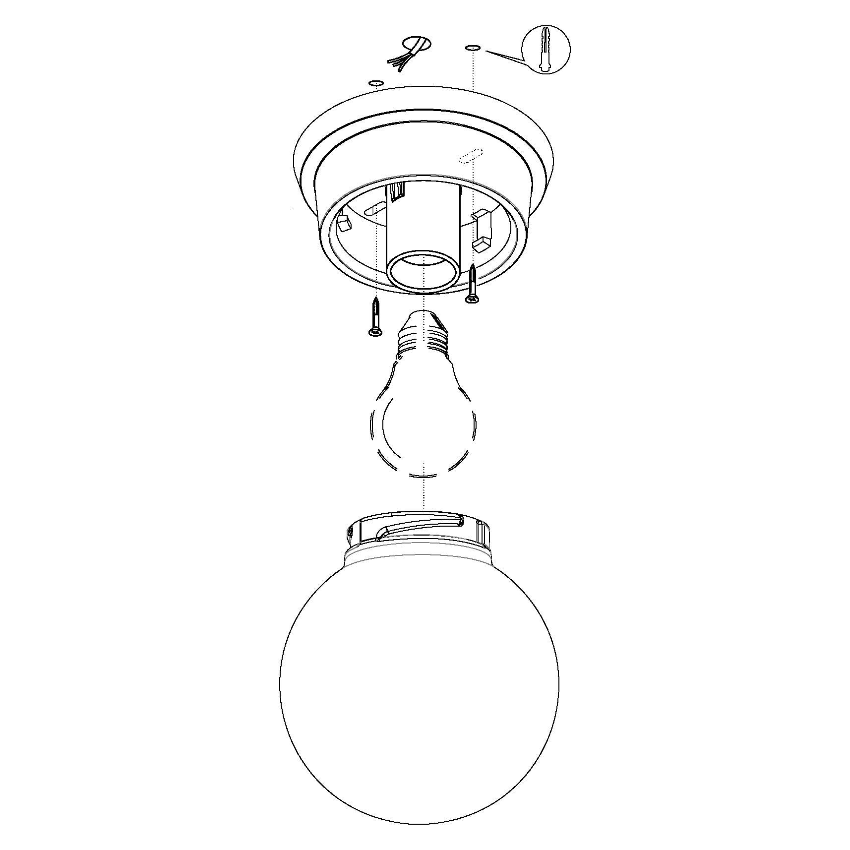 eglo durelo flush white globe glass ceiling light Kitchen Lighting Close Up