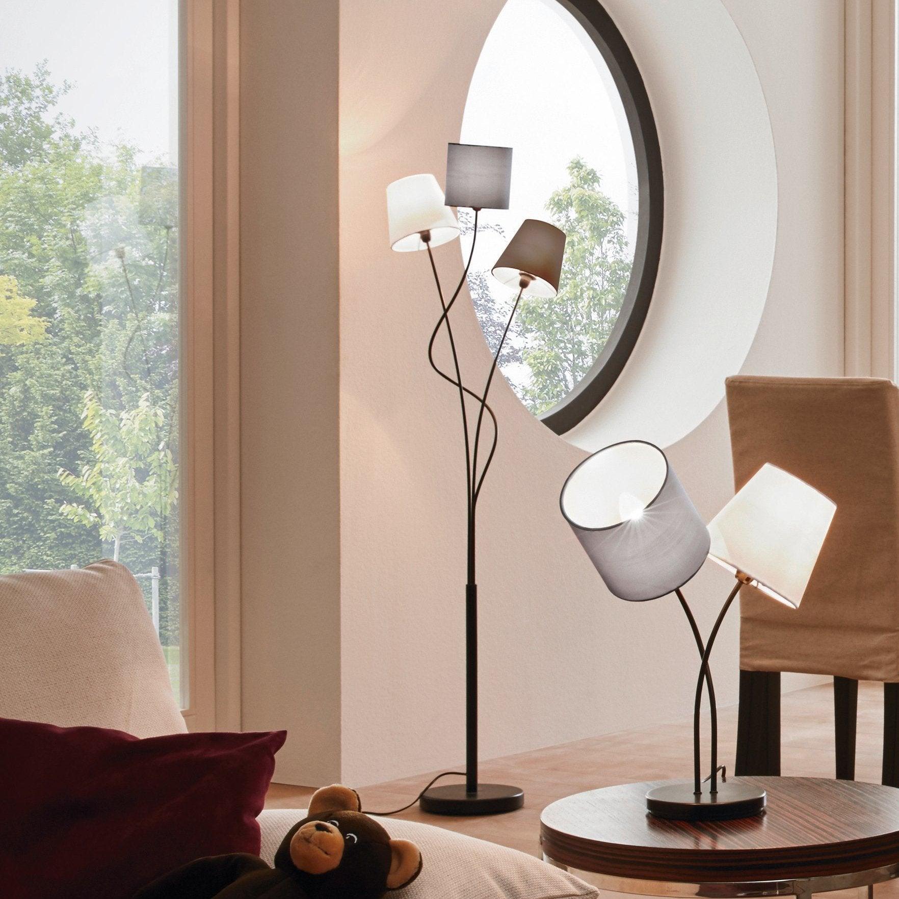 eglo maronda black 3 light floor lamp fabric shades