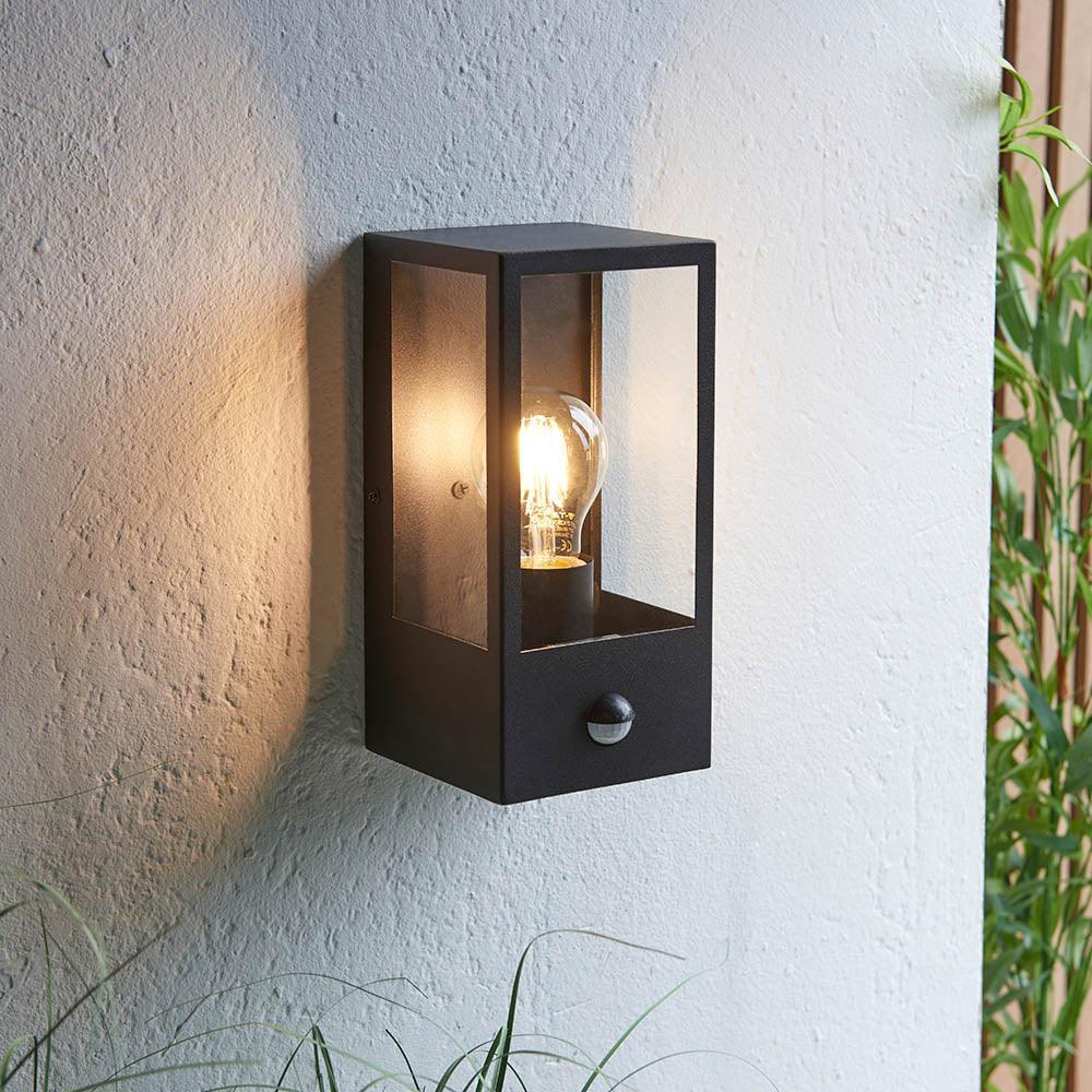 Endon Oxford Black Outdoor Wall Light With PIR Sensor-OB-180926