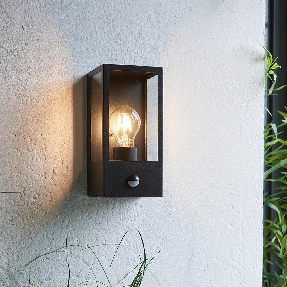 Endon Oxford Black Outdoor Wall Light With PIR Sensor-OB-180926