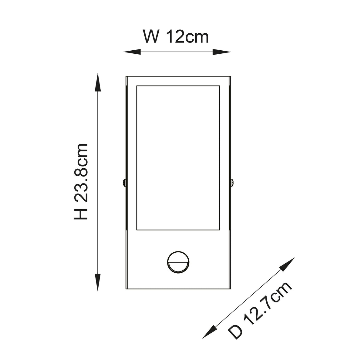 Endon Oxford Black Outdoor Wall Light With PIR Sensor-OB-180926