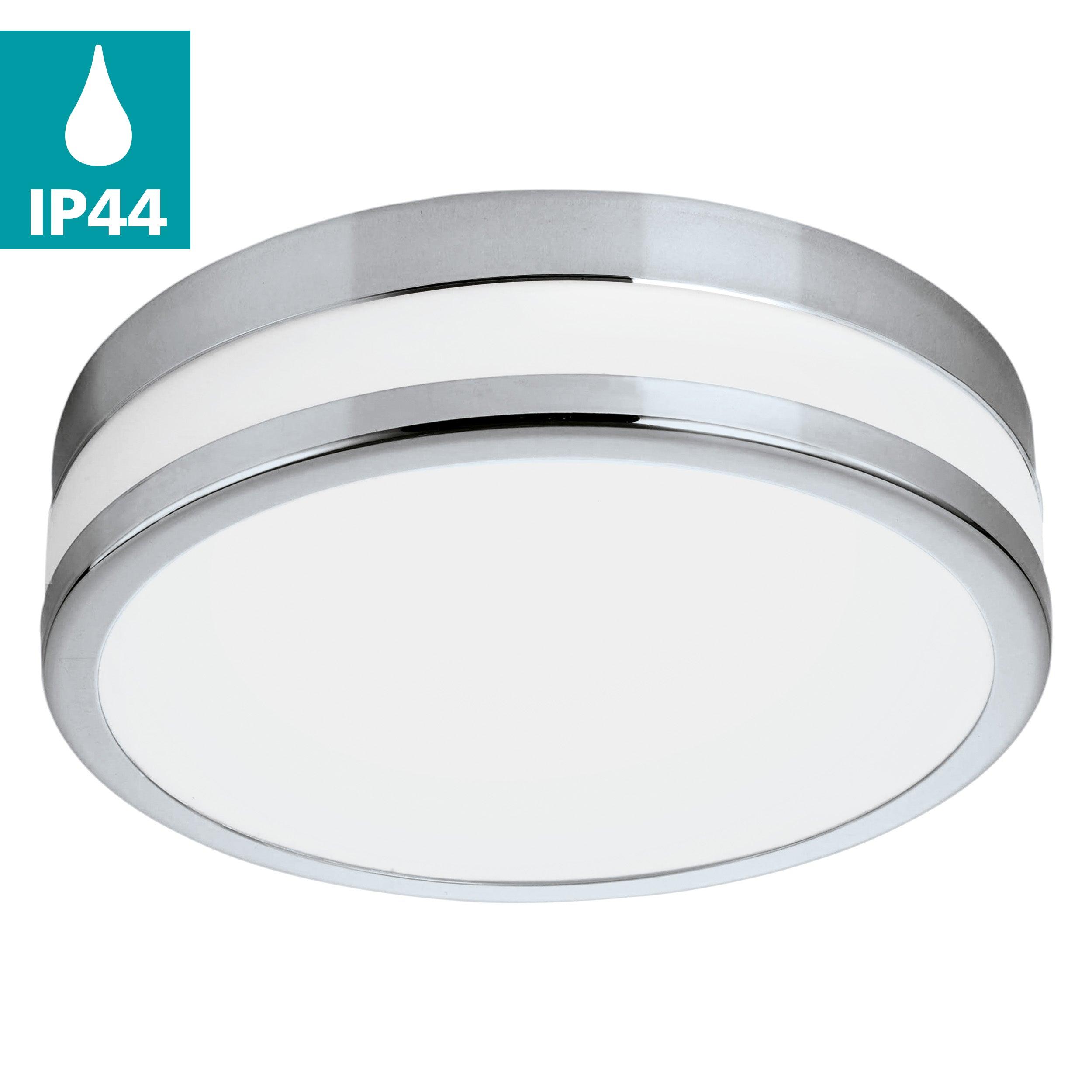 eglo led palermo round chrome ip44 bathroom ceiling flush 22 5cm living room close up