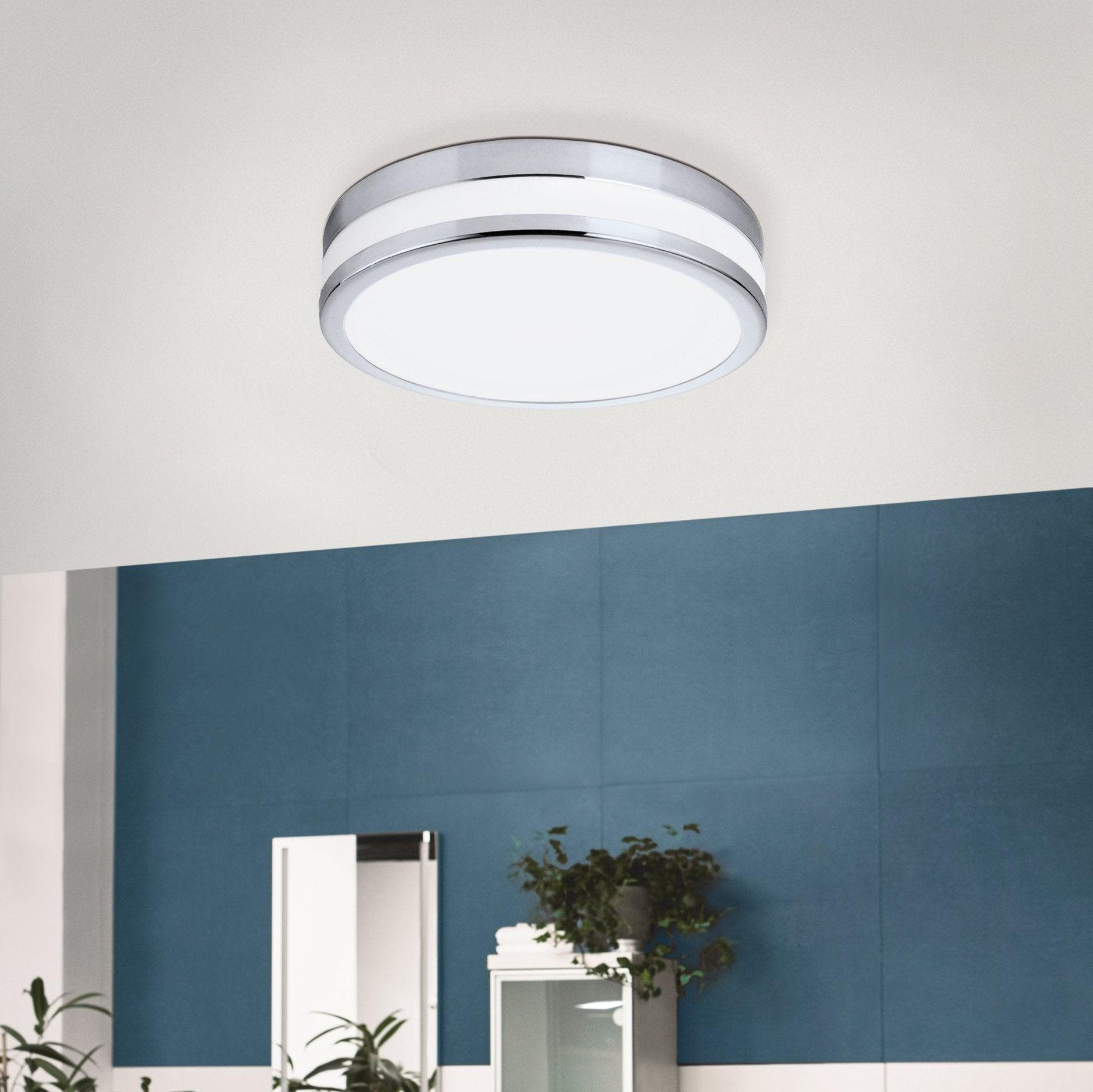 eglo led palermo round chrome ip44 bathroom ceiling flush 22 5cm