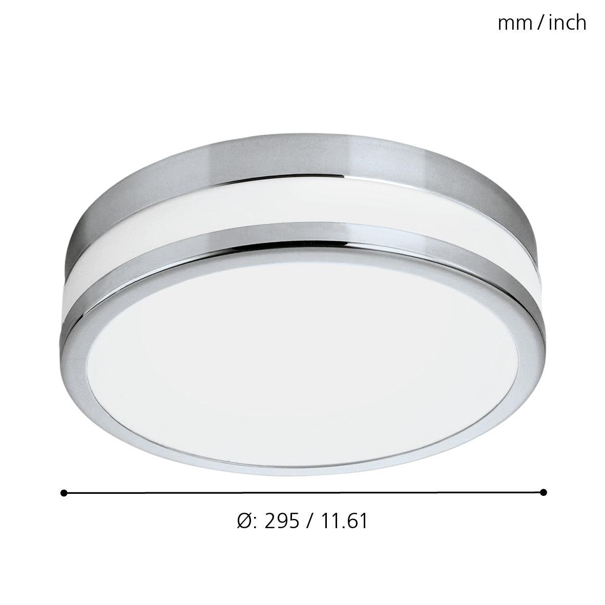 eglo led palermo round chrome ip44 bathroom ceiling flush 29 5cm hallway lighting