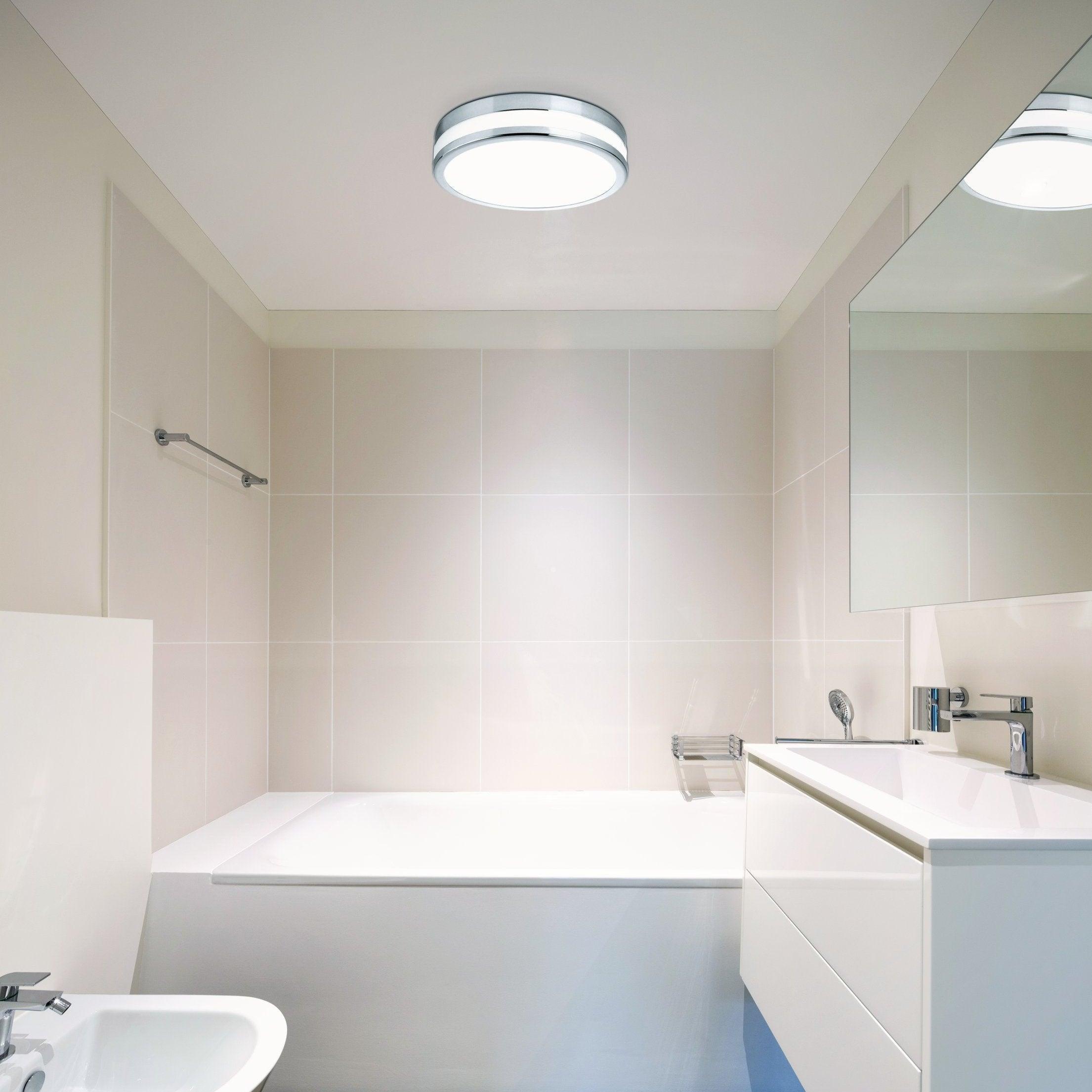 eglo led palermo round chrome ip44 bathroom ceiling flush 29 5cm living room image