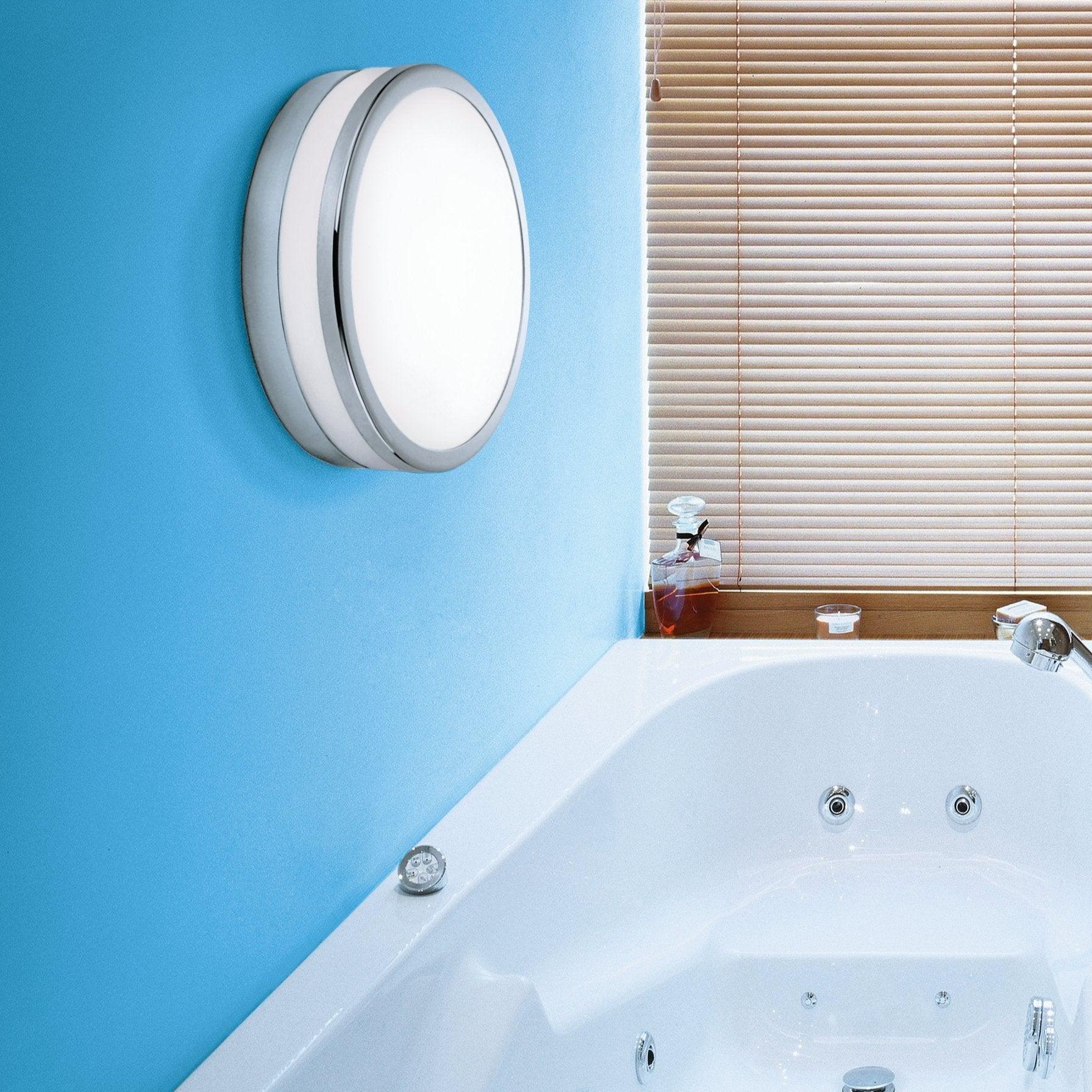 eglo led palermo round chrome ip44 bathroom ceiling flush 29 5cm living room close up