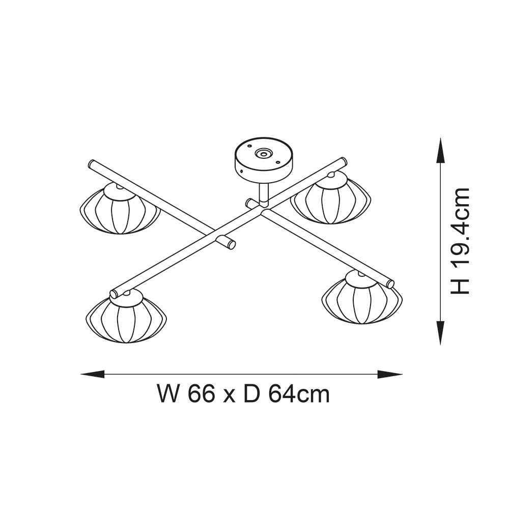 Trocadero 5 Light Brass Bathroom Semi-Flush - Glass Shades