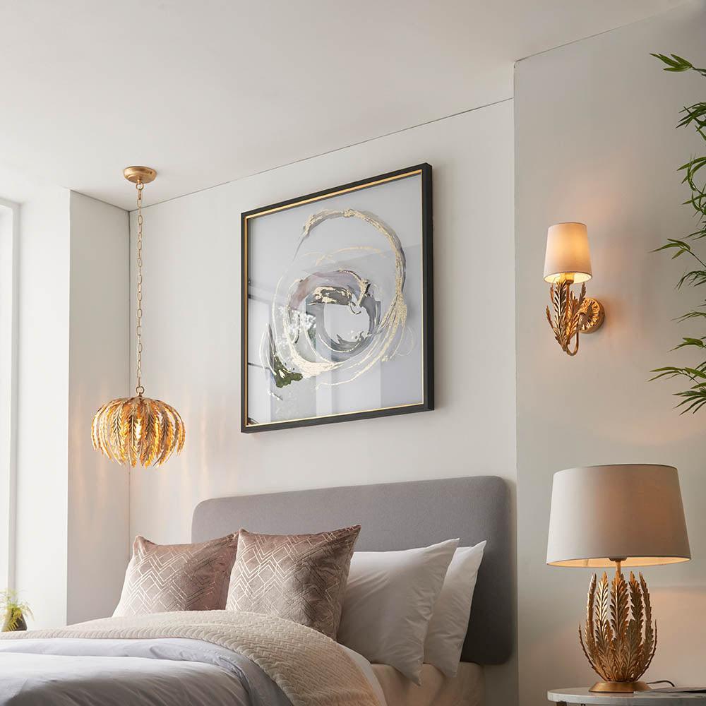 Endon Delphine Gold Wall Light With Ivory Shade-WAREHOUSE-40-290626