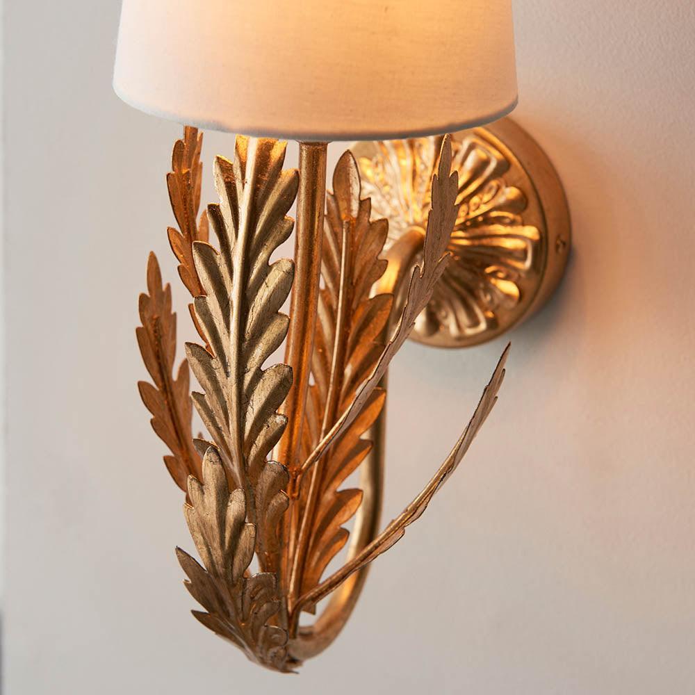 Endon Delphine Gold Wall Light With Ivory Shade-WAREHOUSE-40-290626