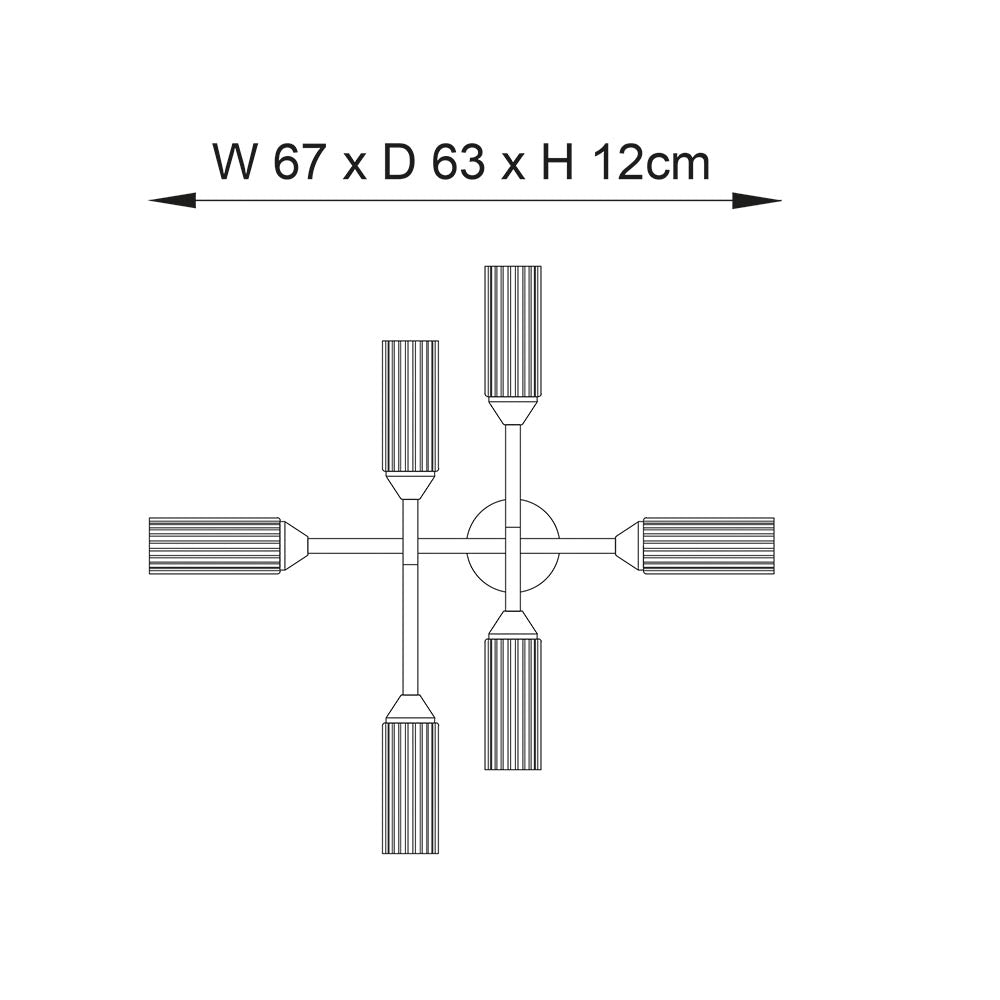 Oundle 6 Light Chrome Bathroom Semi-Flush Ceiling Light