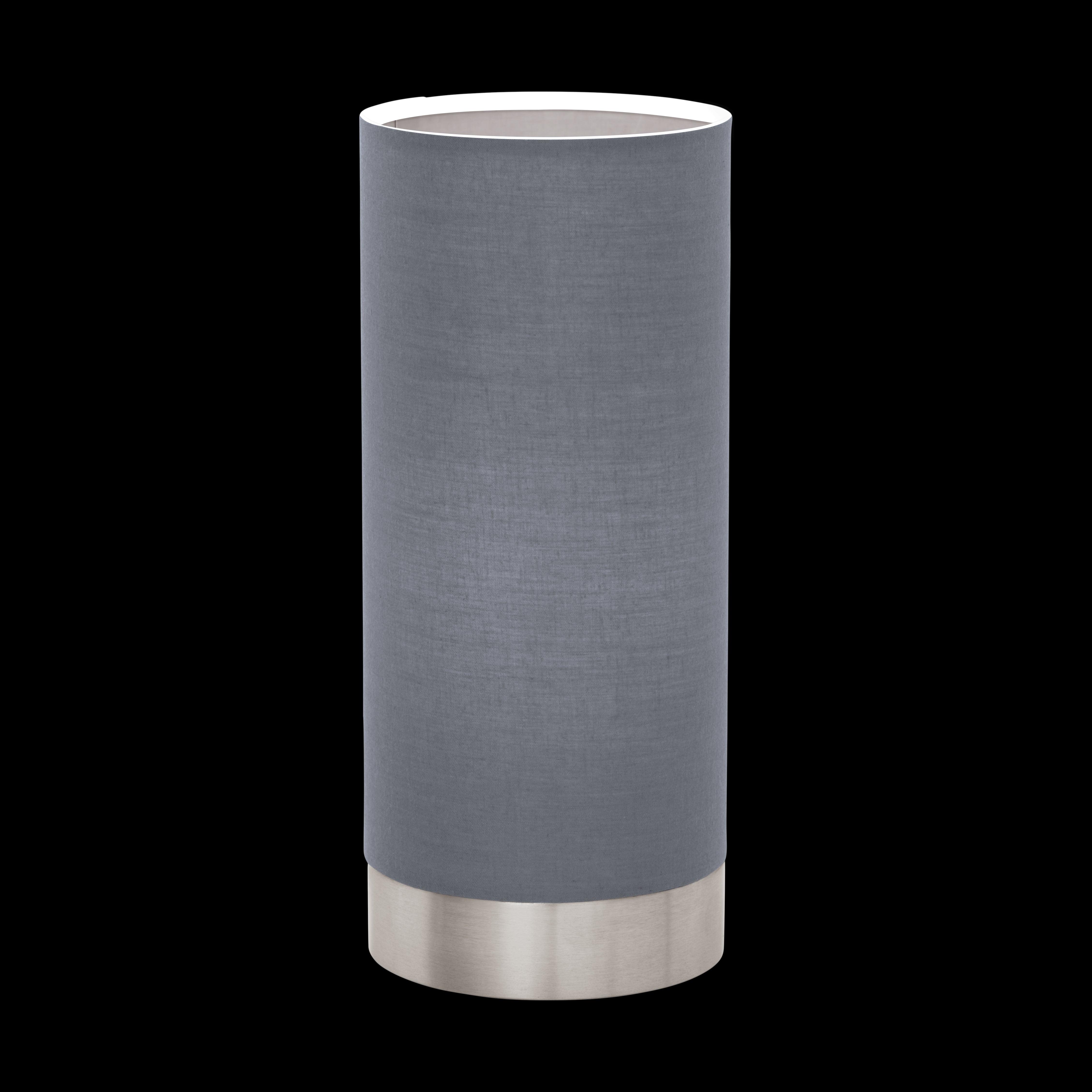 eglo pasteri nickel grey fabric cylindrical table lamp living room image