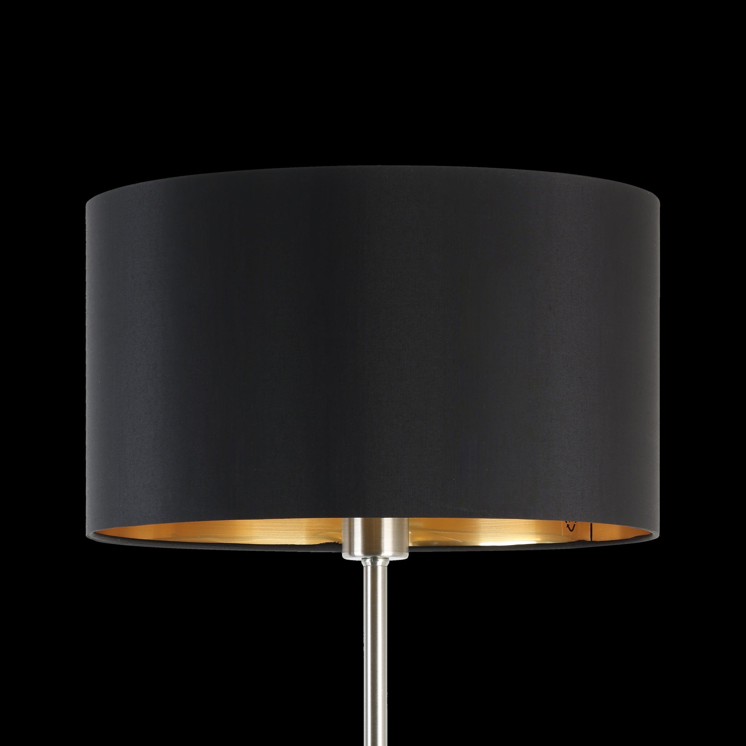 eglo maserlo nickel floor lamp with black gold fabric shade bedroom lighting