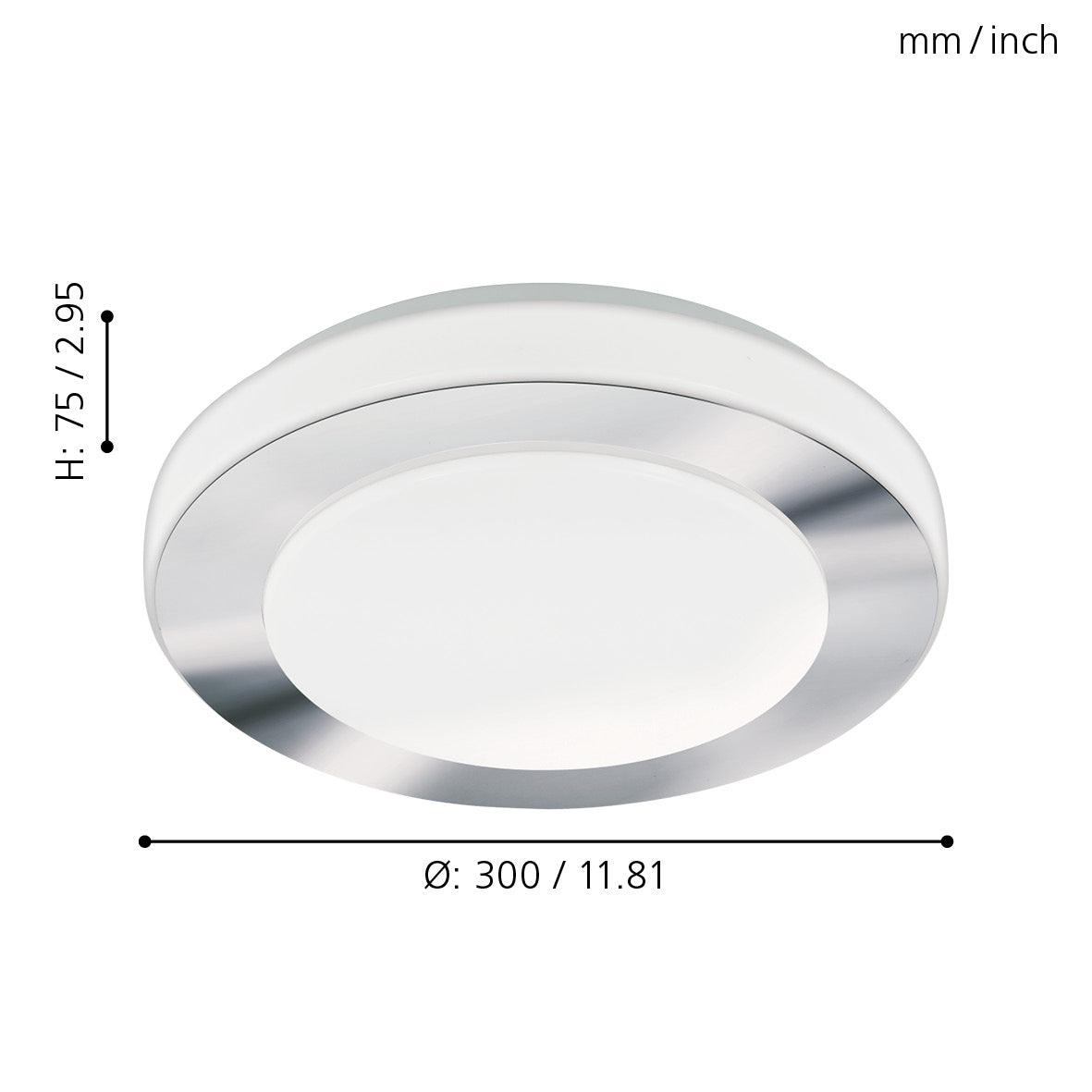 eglo led carpi round chrome ip44 bathroom flush ceiling light 30cm living room image